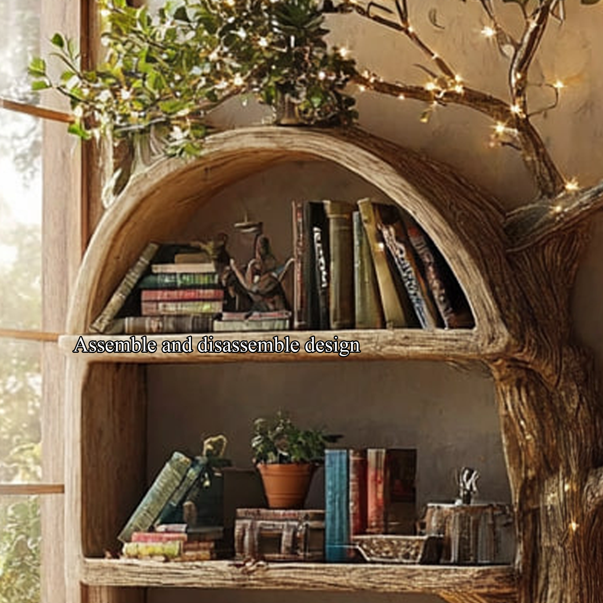 Rustic Tree Bookshelf Living Room Wall Display SINLKITB303