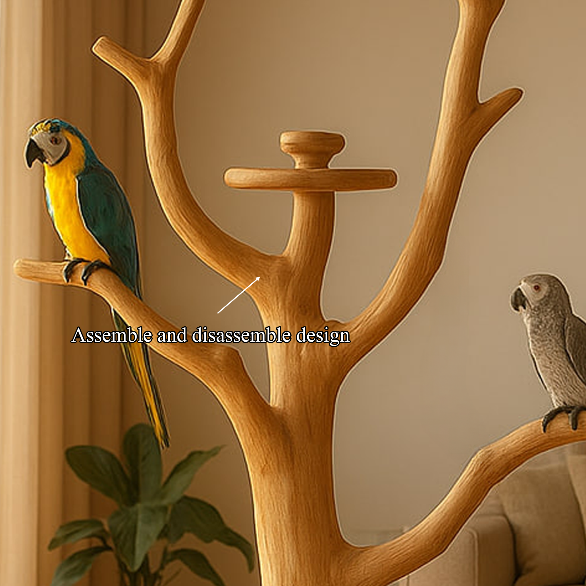 Rustic Parrot Tree Stand Wooden Perch Furniture SINLKITT067