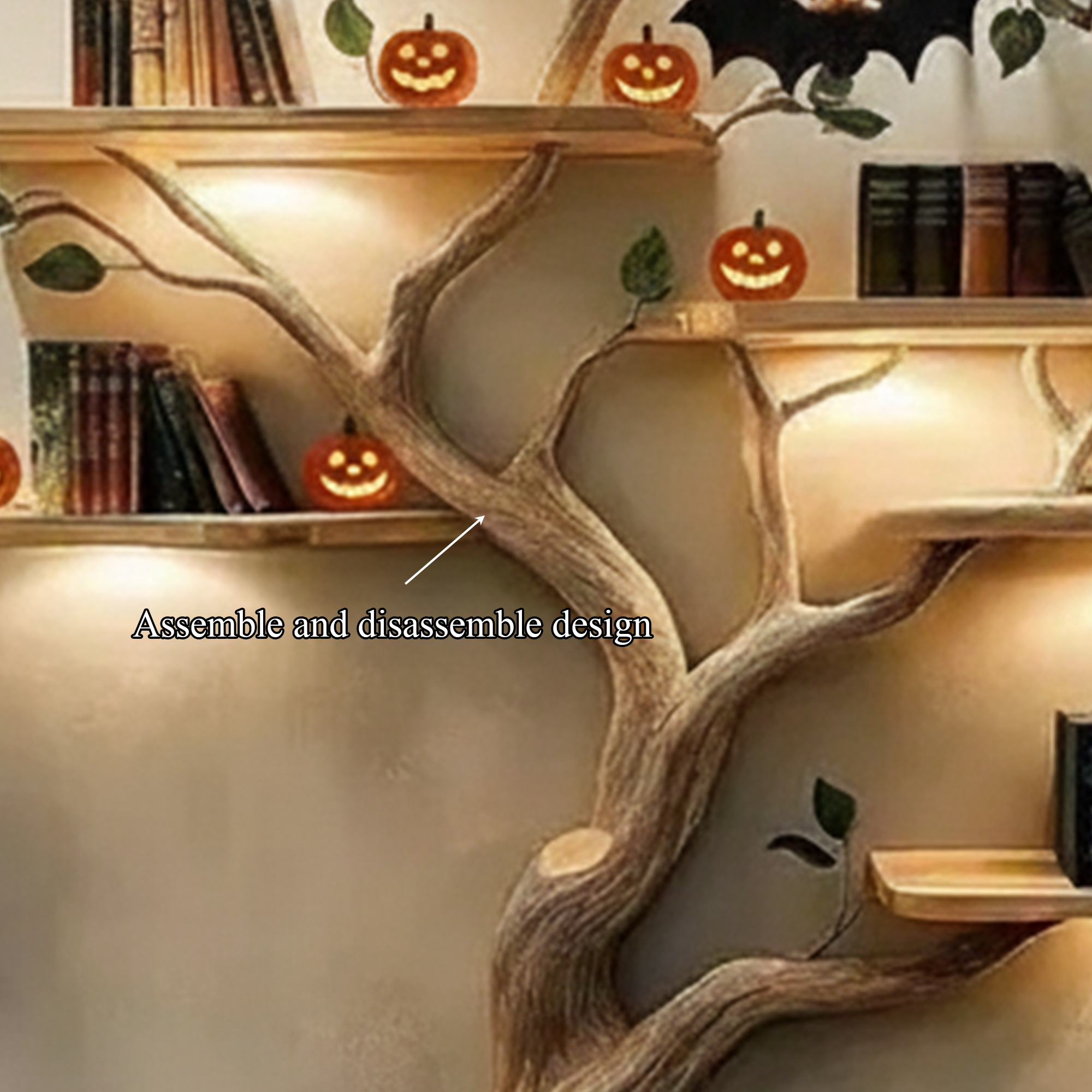 Rustic Handmade Halloween Wooden Tree Shelf Living Room Decor SINLKIHW047
