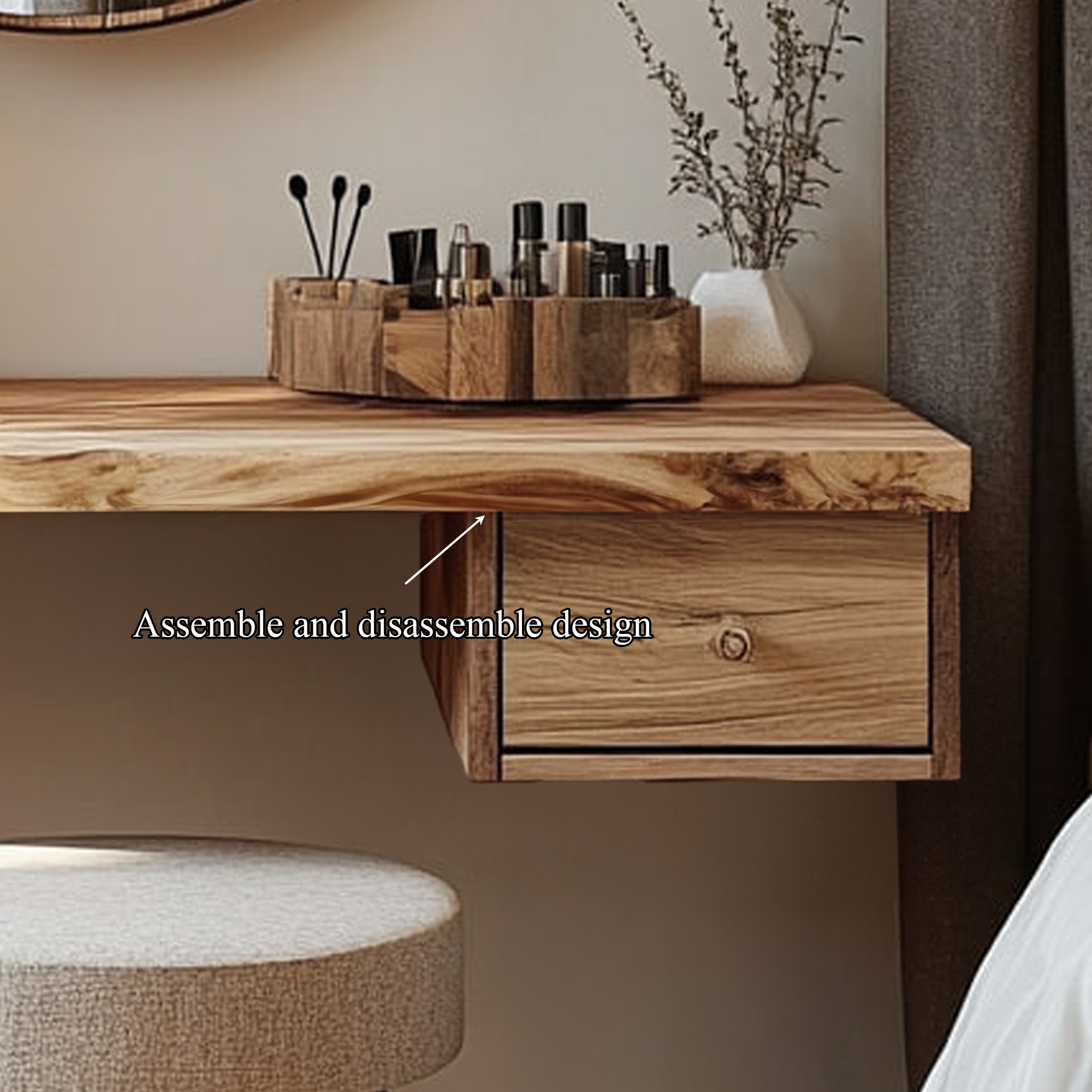 Scandinavian Solid Wood Floating Dressing Table Bedroom SINLKIFL240