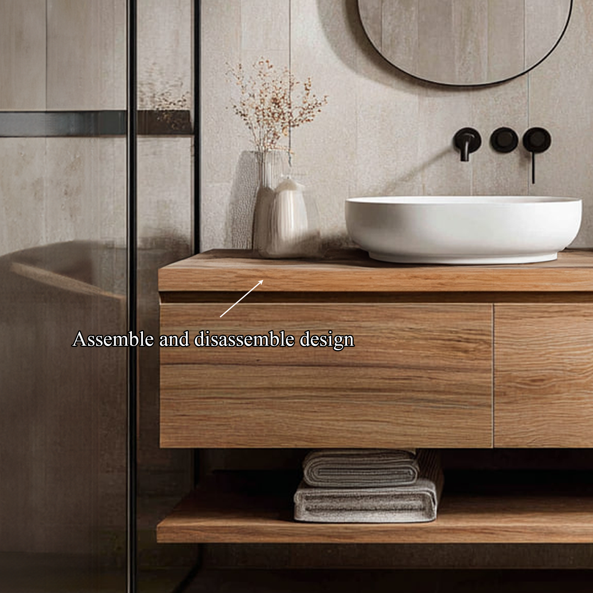 Mid Century Bathroom Vanity Cabinet for Small Bathroom Spaces SINLKIBRV202