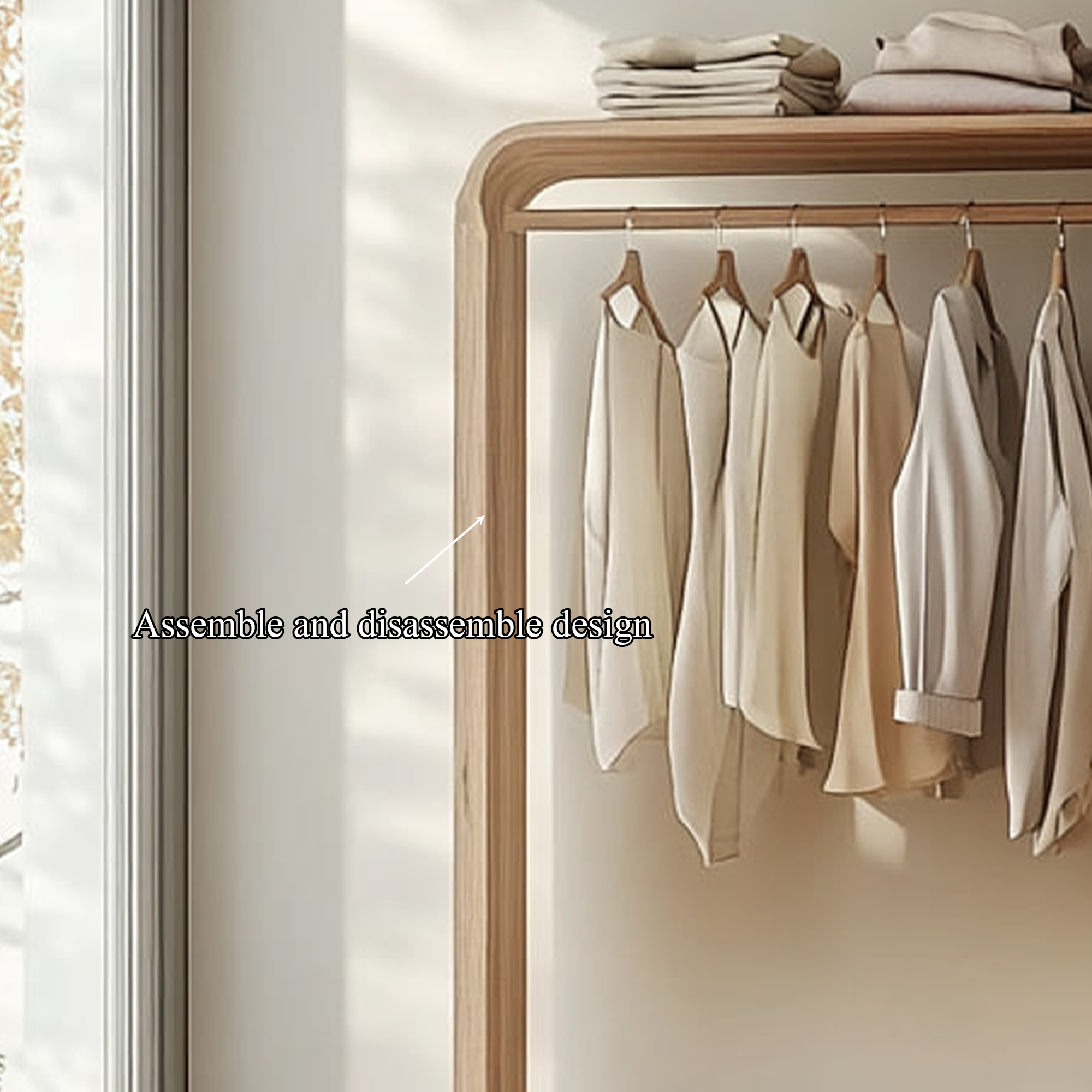 Rustic Tree Wardrobe Rack Solid Wood Bedroom Organizer SINLKITCR054