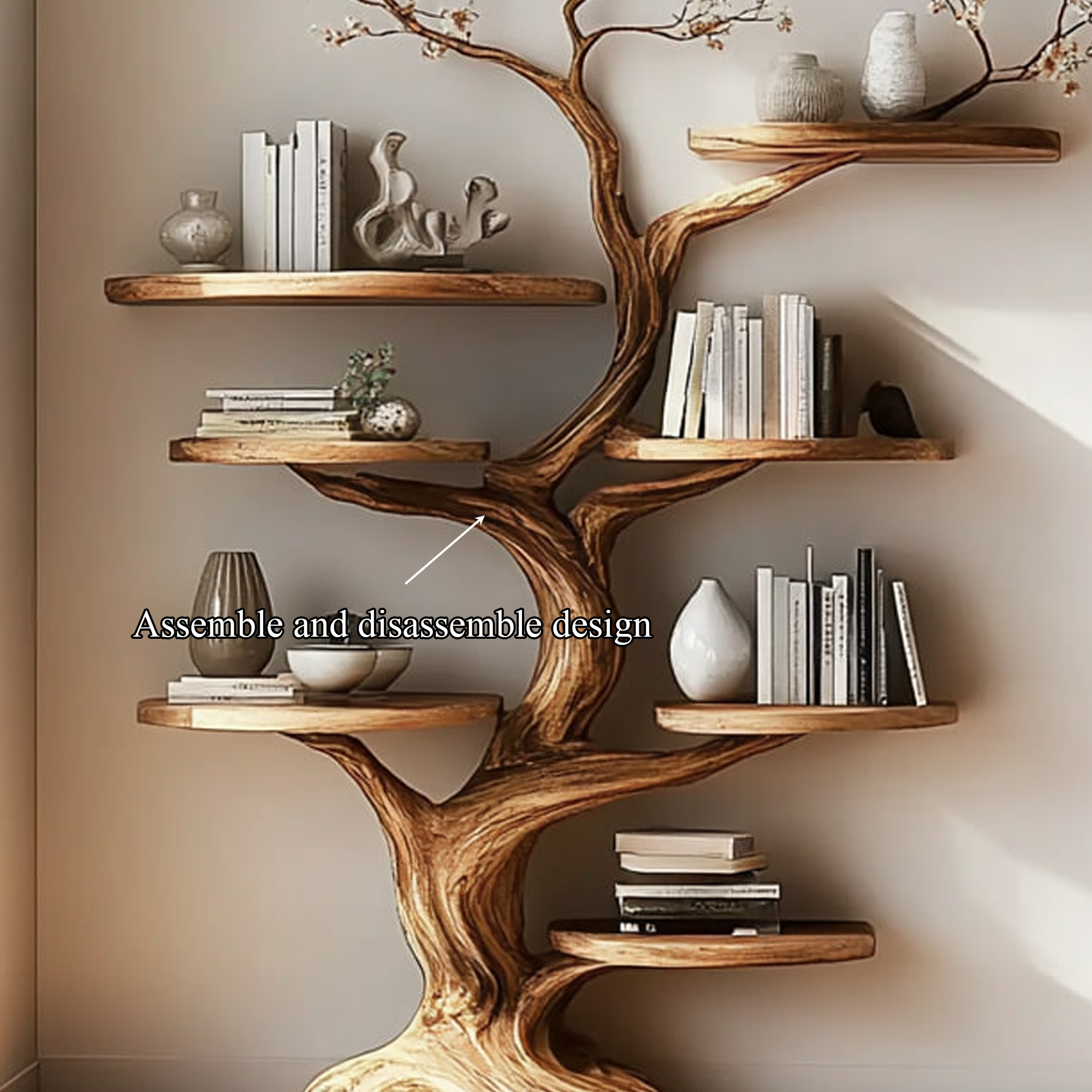 Rustic Tree Display Shelf Living Room Bedroom Artistic Unit SINLKITB463
