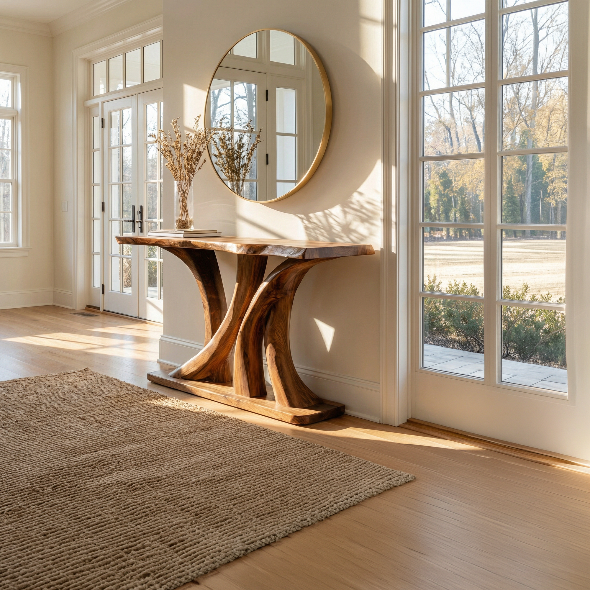Modern Twin Pedestal Console Table Entryway Hallway Living Room SINLKICS496