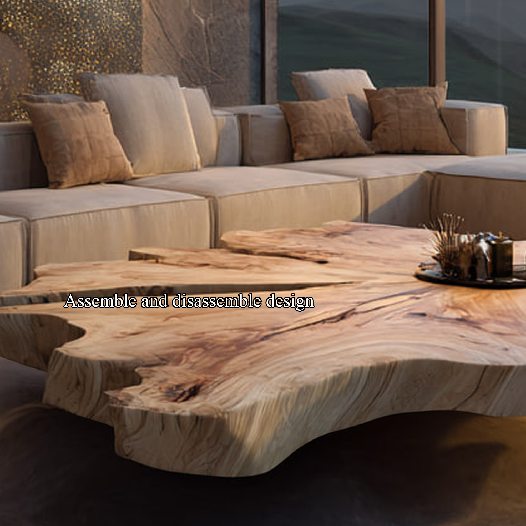 Rustic Natural Form Coffee Table Living Room Or Family Room SINLKICF137