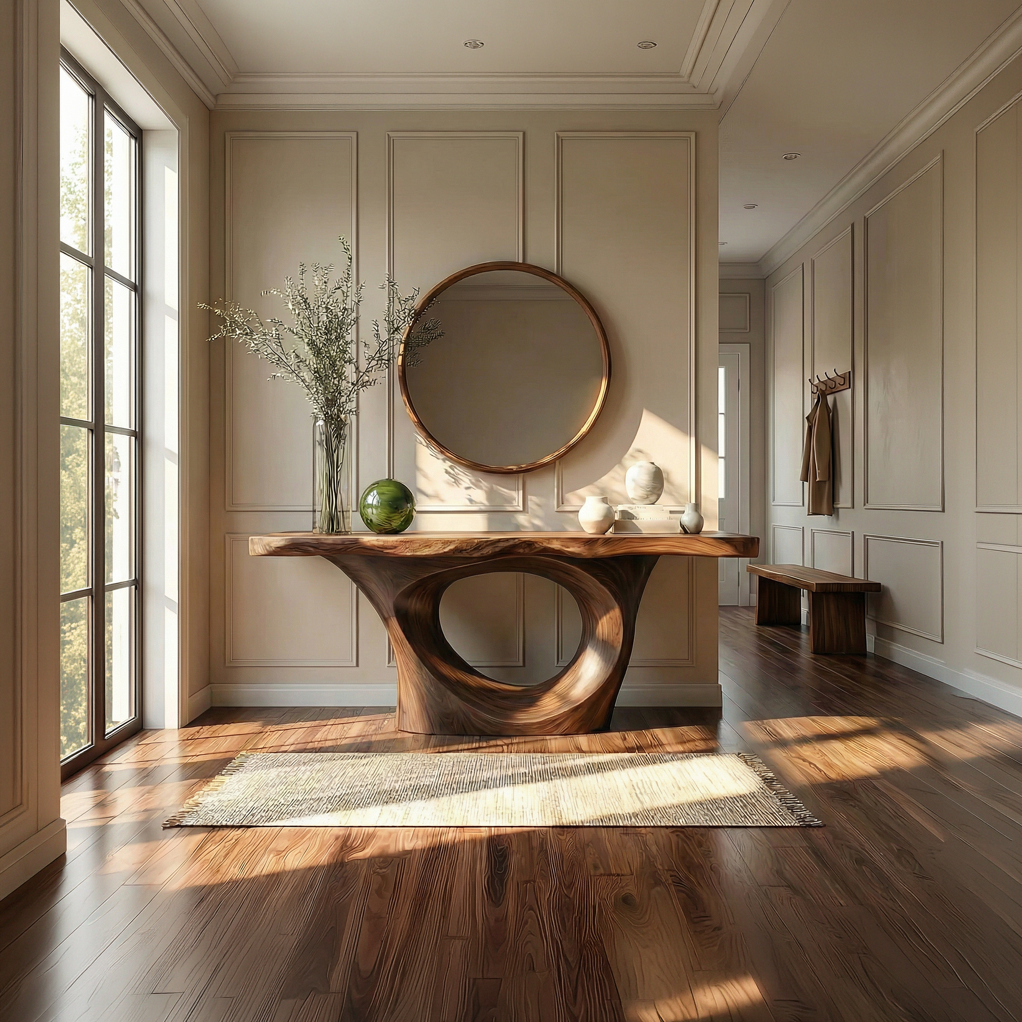 Artistic Circular Base Console Table Entryway Hallway Living Room SINLKICS503