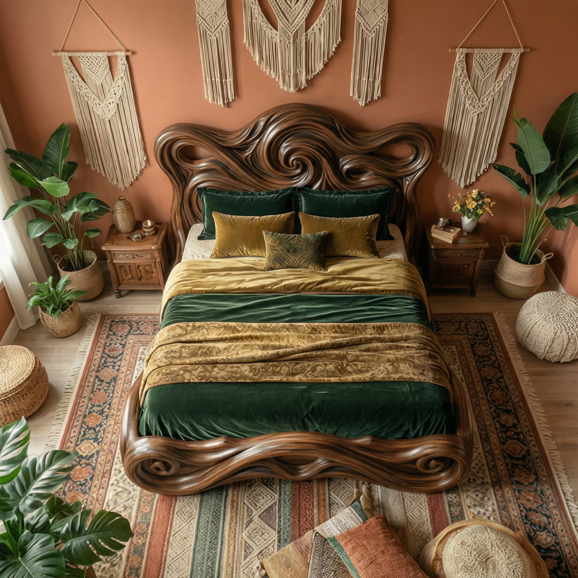 Rustic Organic Platform Bed For Bedroom Or Resting Room SINLKIWB104