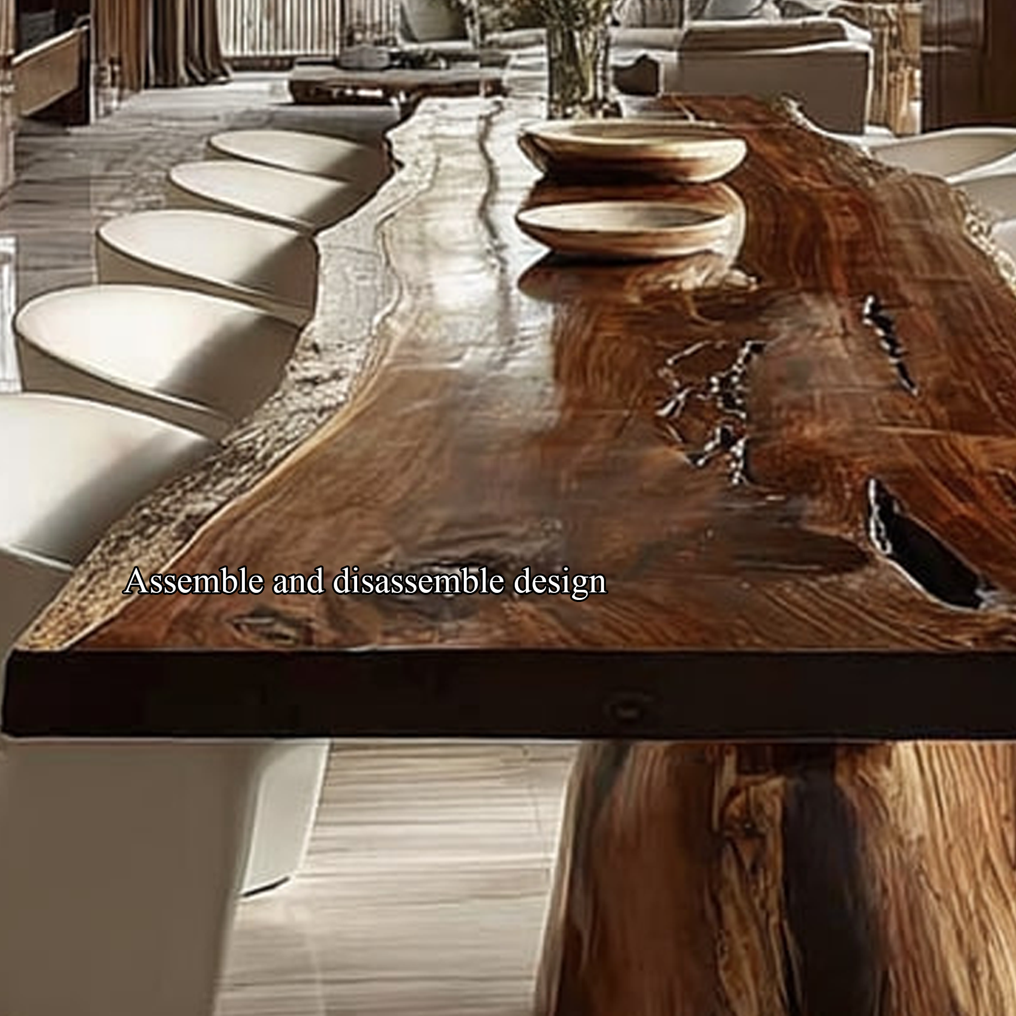 Mid Century Raw Edge Wooden Dining Table Kitchen SINLKIDT098