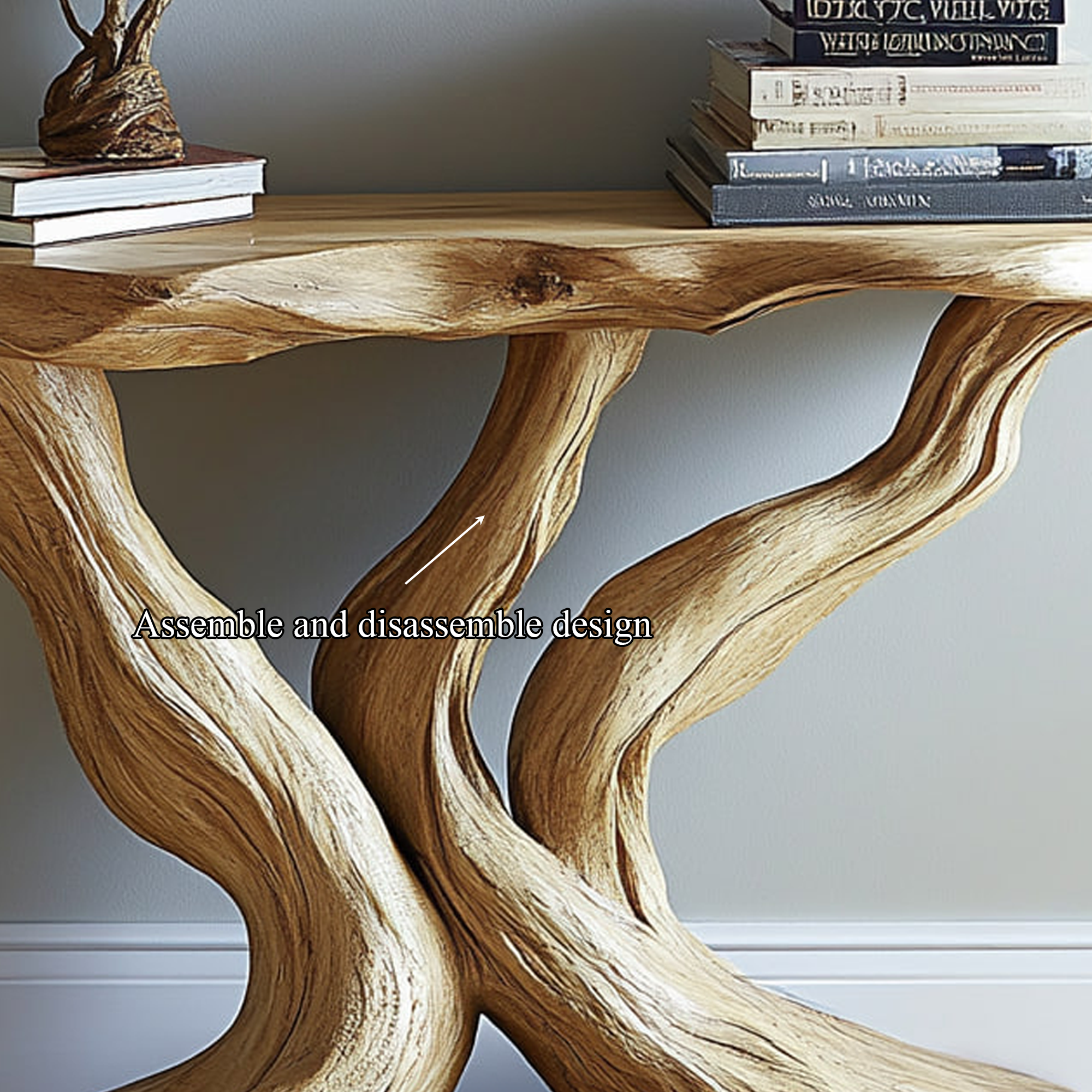 Rustic Solid Wood Console Table Handmade Live Edge Design For Living Room SINLKICS333