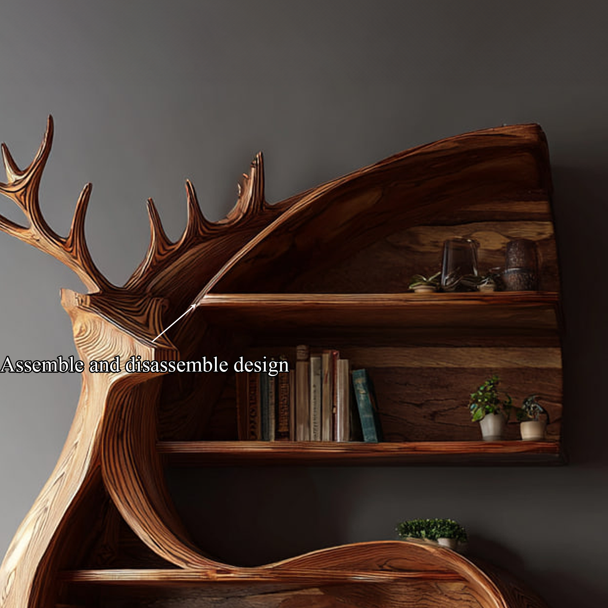 Rustic Deer Themed Bookshelf Children’s Room SINLKISC104