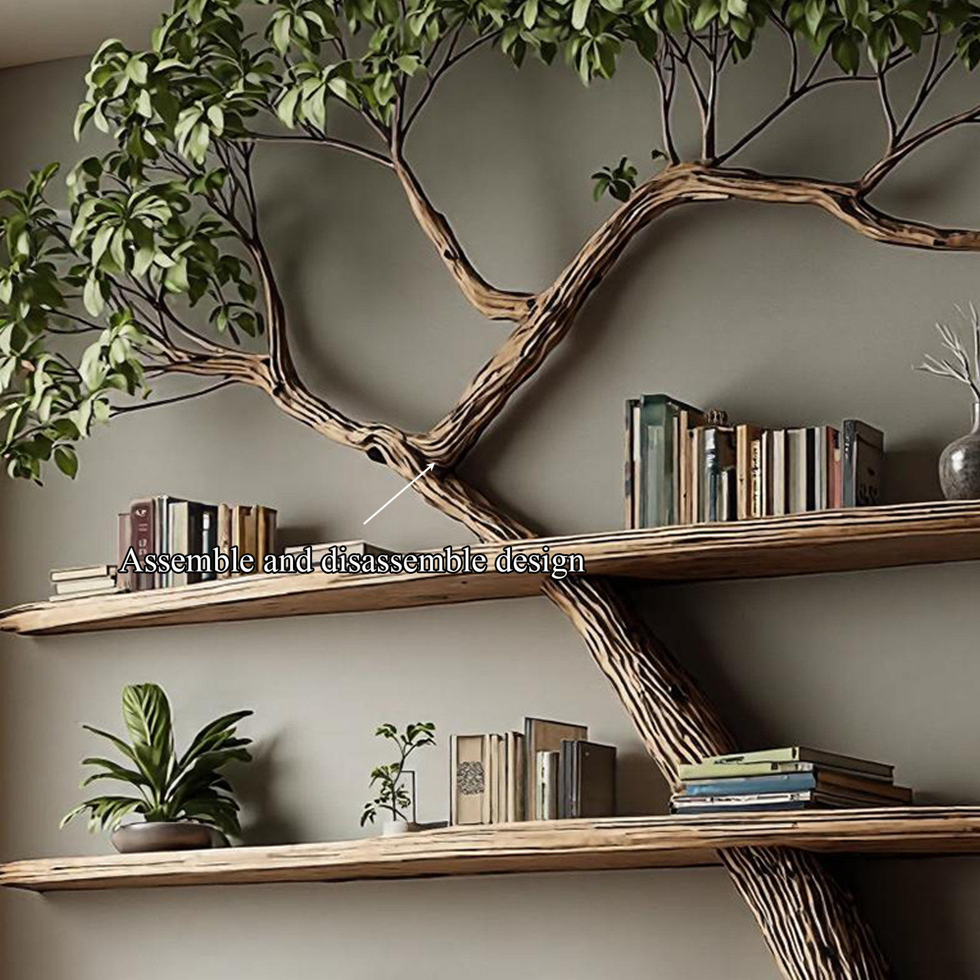 Rustic Tree Bookshelf Tall Living Room SINLKITB282