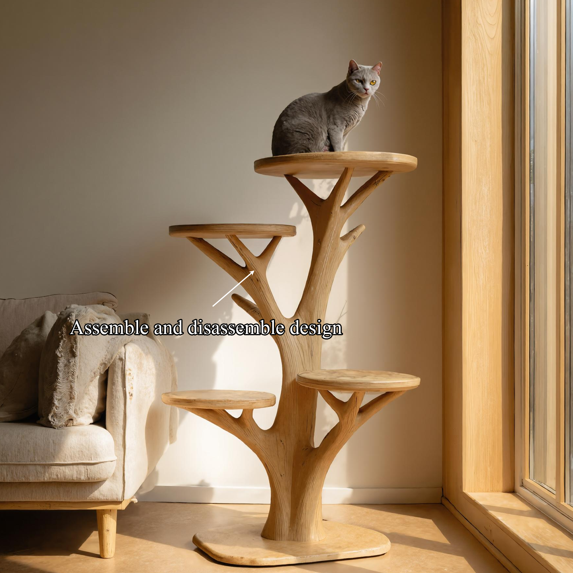Rustic Cat Play Tree Stand Living Room Decor SINLKITT052