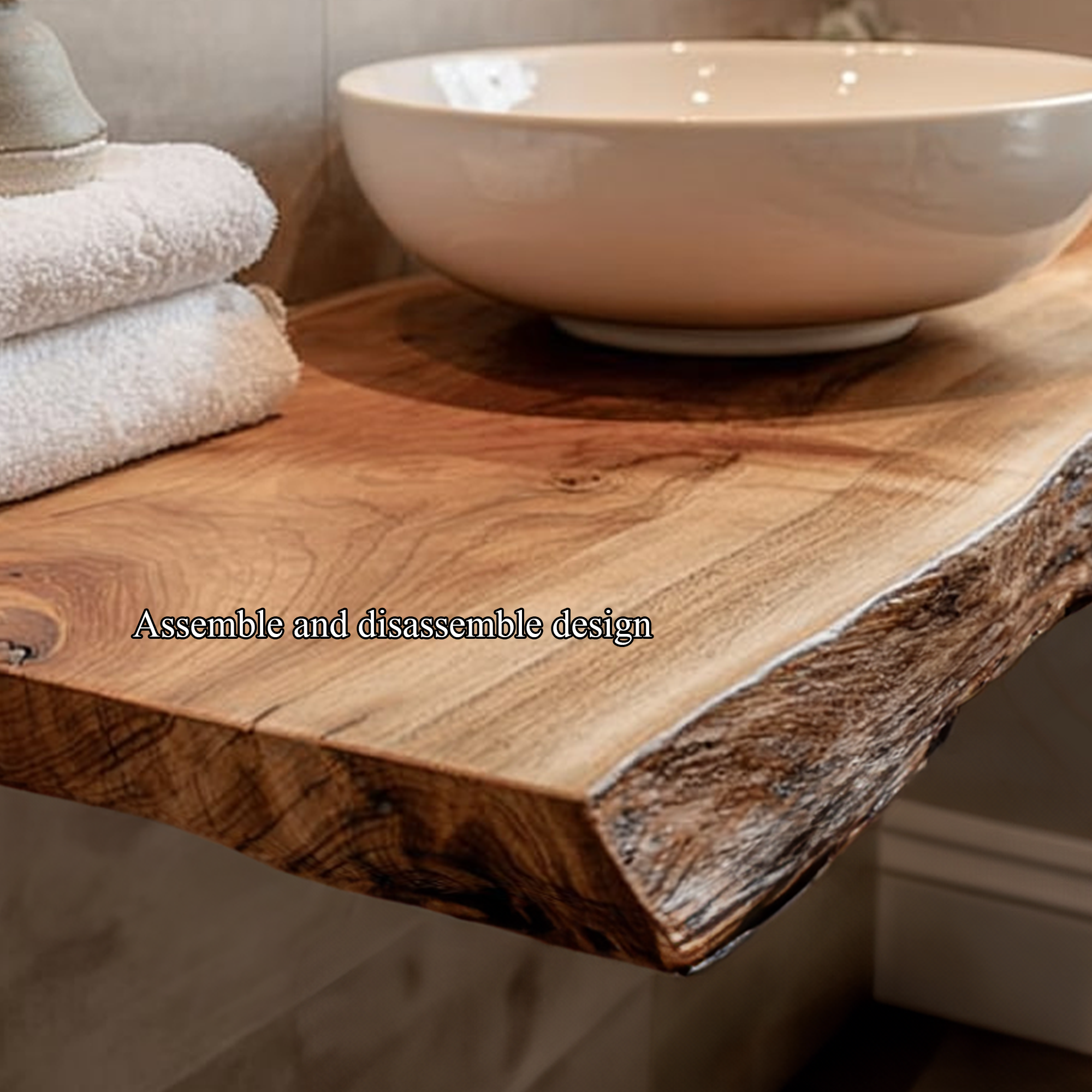 Midcentury Floating Shelf Natural Edge Washroom SINLKIBRV168