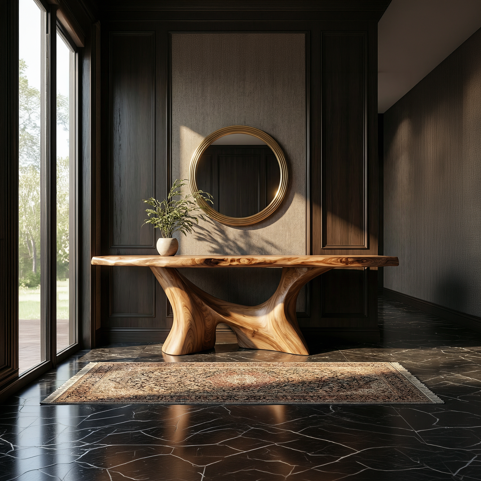 Modern Organic Sculptural Console Table Entryway Hallway Living Room SINLKICS510
