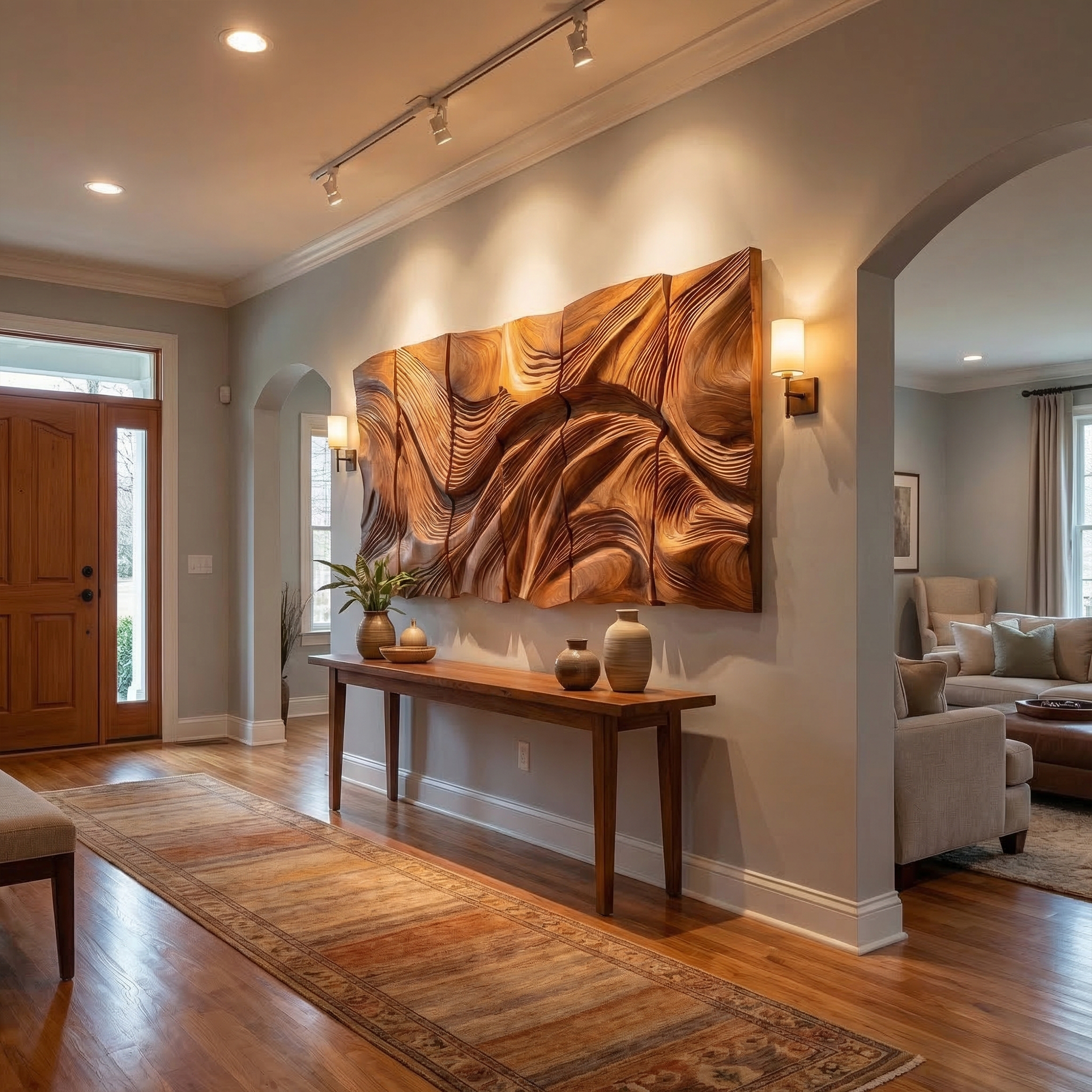 Modern Abstract Carved Wood Wall Art Living Room Wall Decor SINLKIWD039