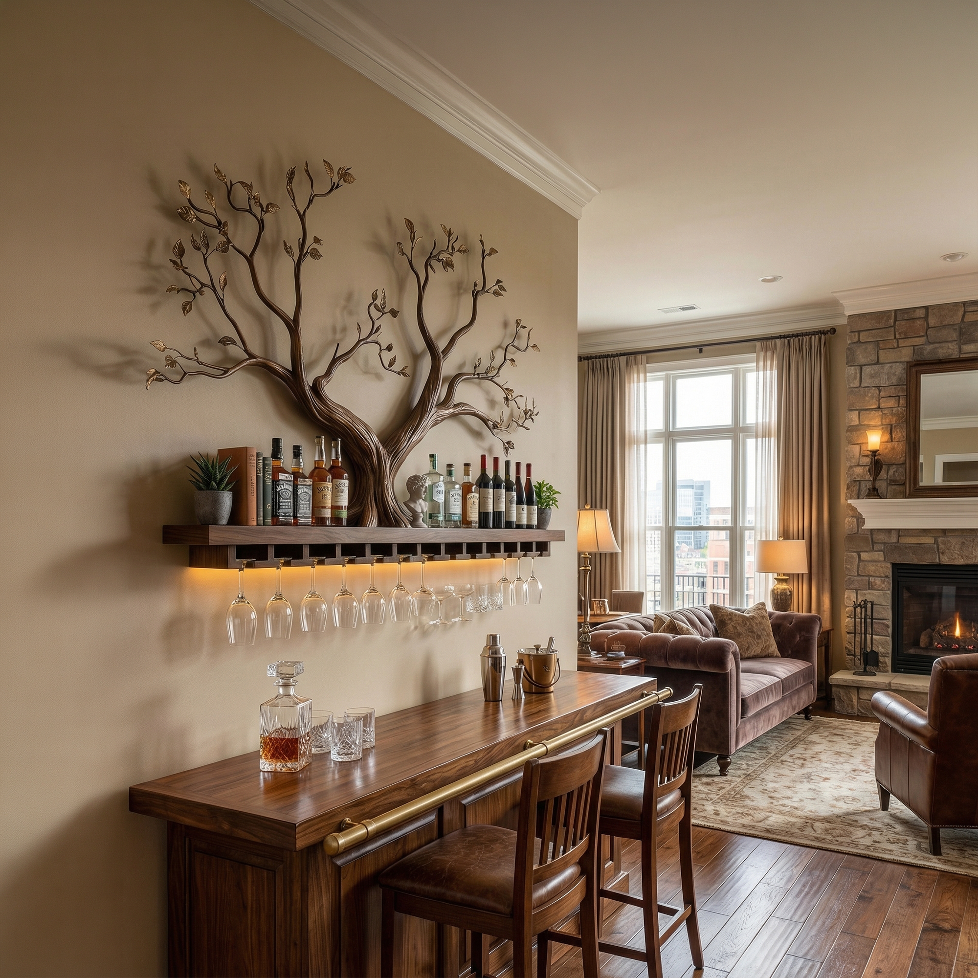 Scandinavian Wooden Wine Rack Wall Shelf For Kitchen Dining Room Home Bar SINLKIWR013