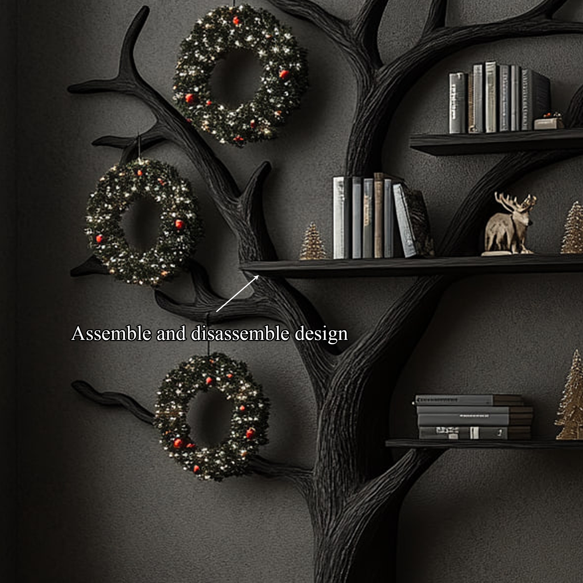 Rustic Tree Shaped Shelf Study Room Christmas Decor SINLKITB486