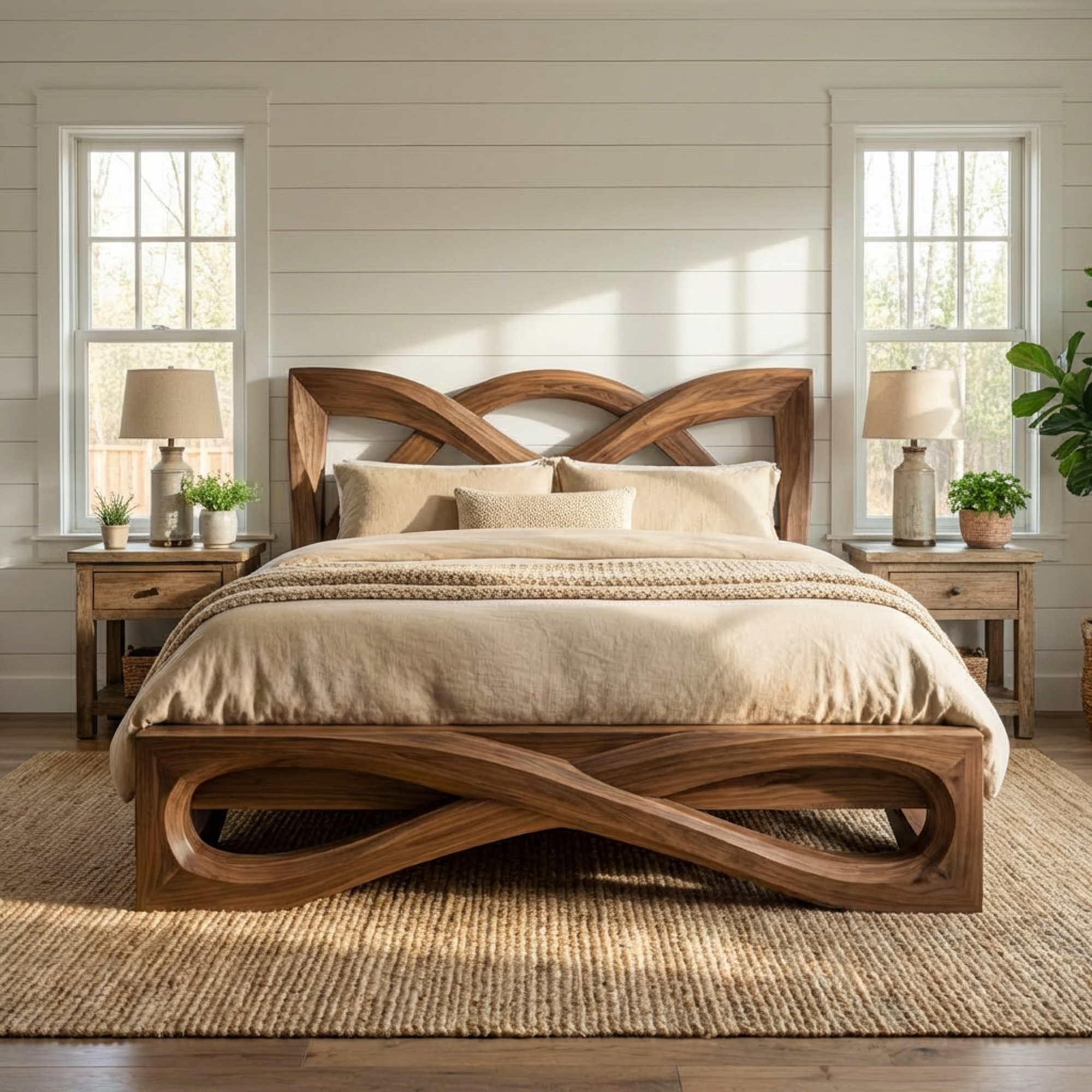 Rustic Organic Shape Bed Frame For Bedroom And Living Space SINLKIWB095