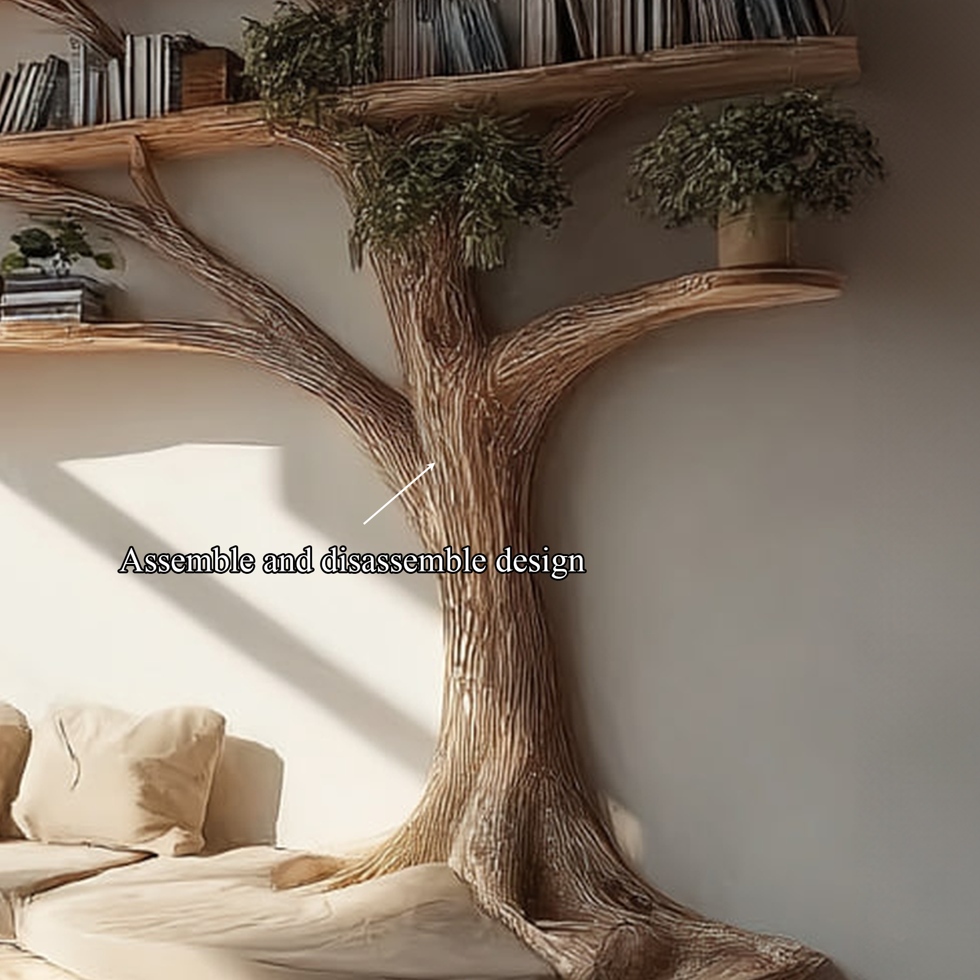 Rustic Tree Bookshelf Seating Home Office SINLKITB281
