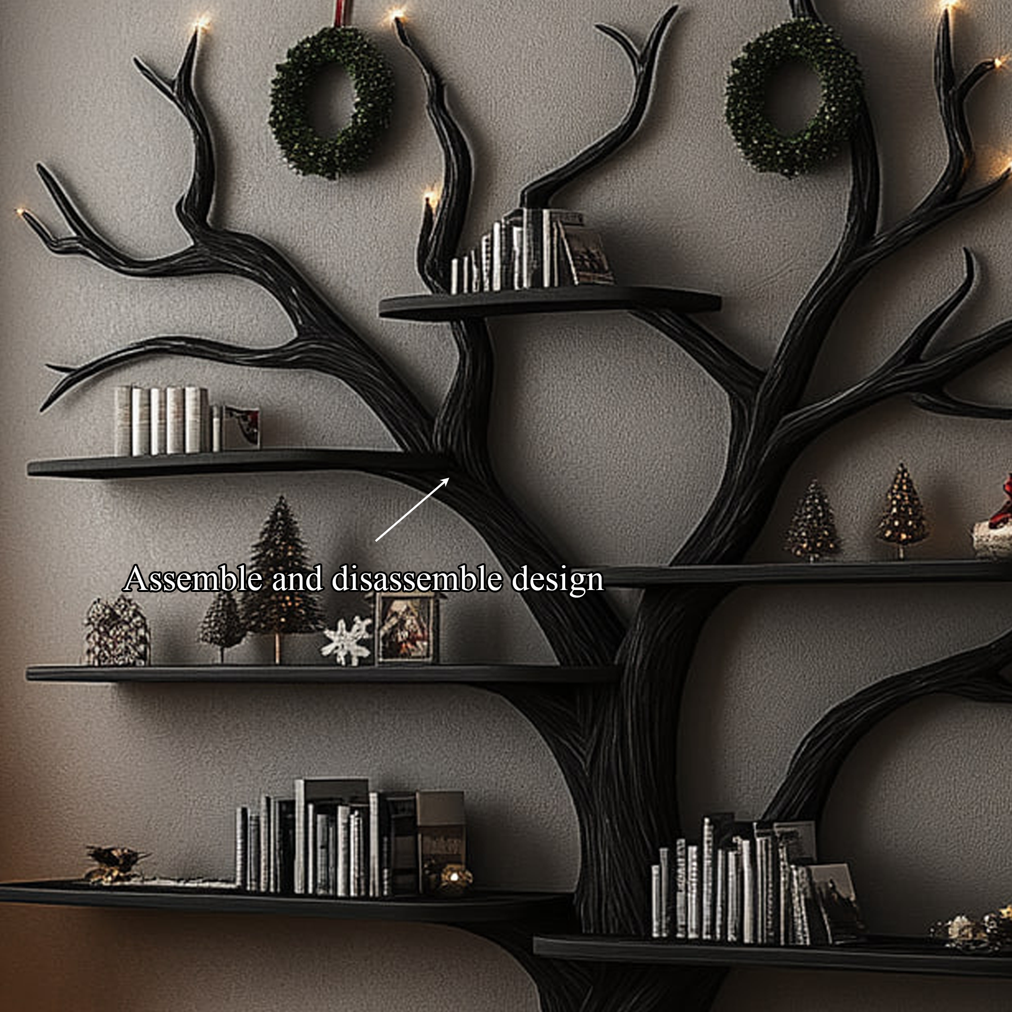Rustic Tree Shaped Bookshelf Dining Room Christmas Holiday Decor SINLKITB493