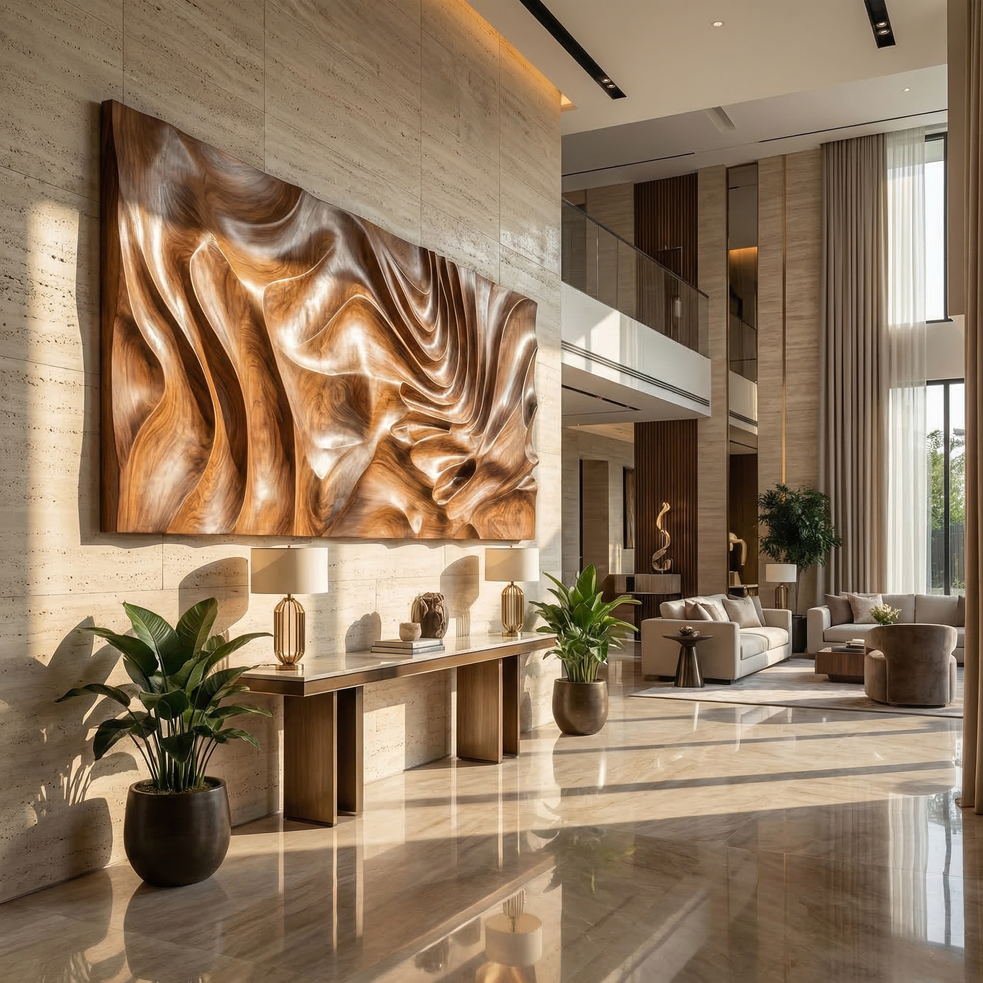 Modern Sculptural Abstract Wood Wall Art Living Room Wall Decor SINLKIWD041