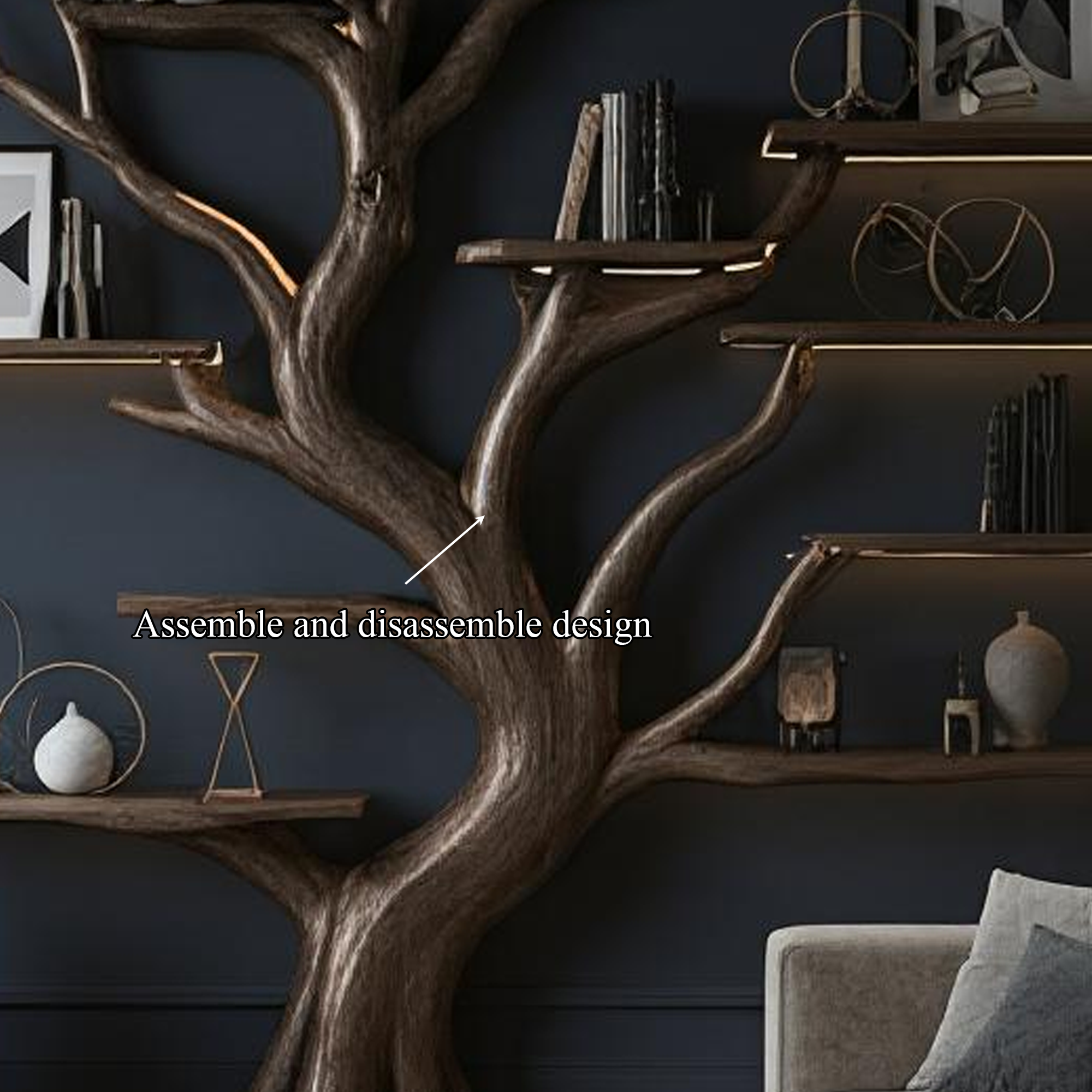 Rustic Tree Inspired Shelf Living Room Reading Nook Decor SINLKITB494