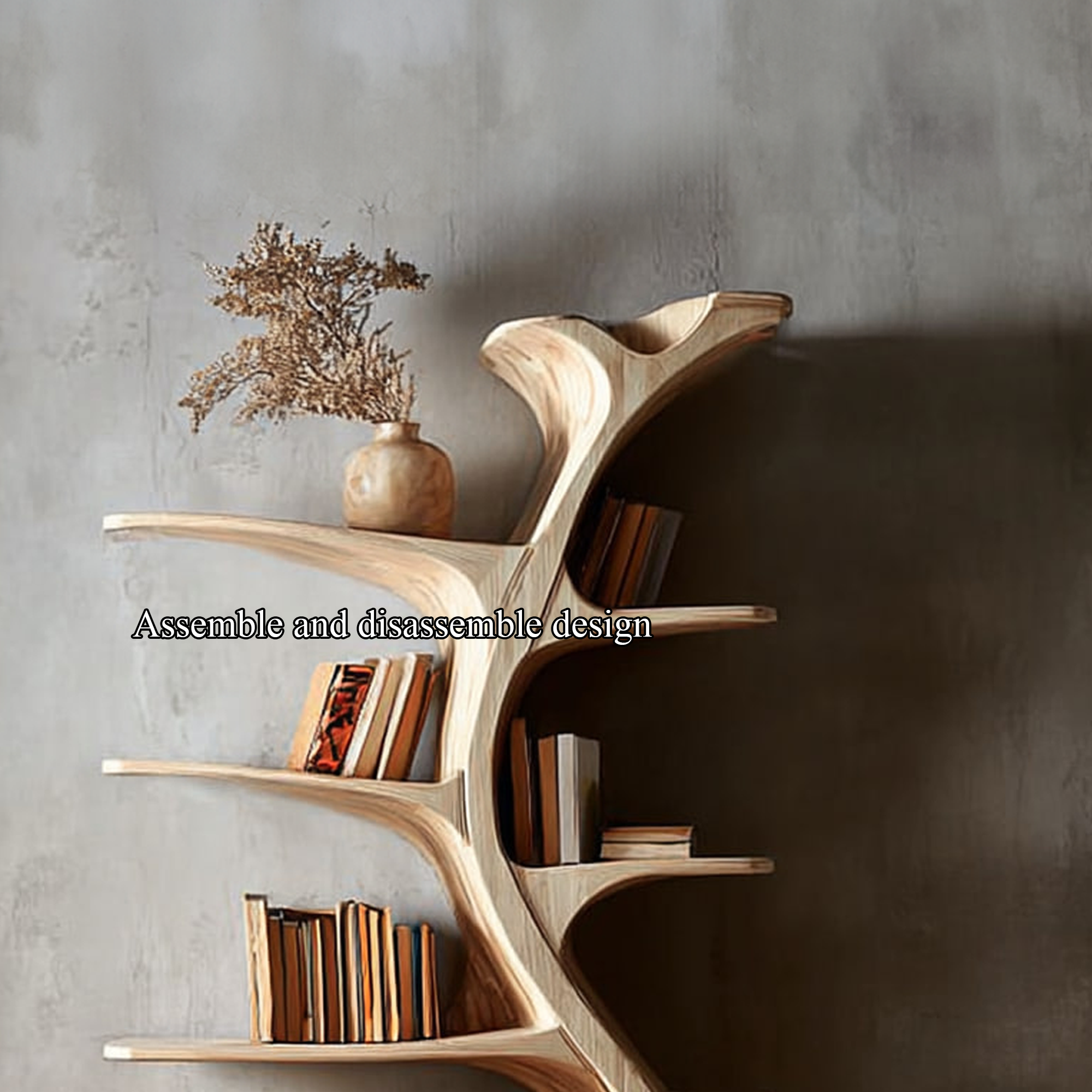 Midcentury Tree Wall Bookcase Home Office SINLKITB251