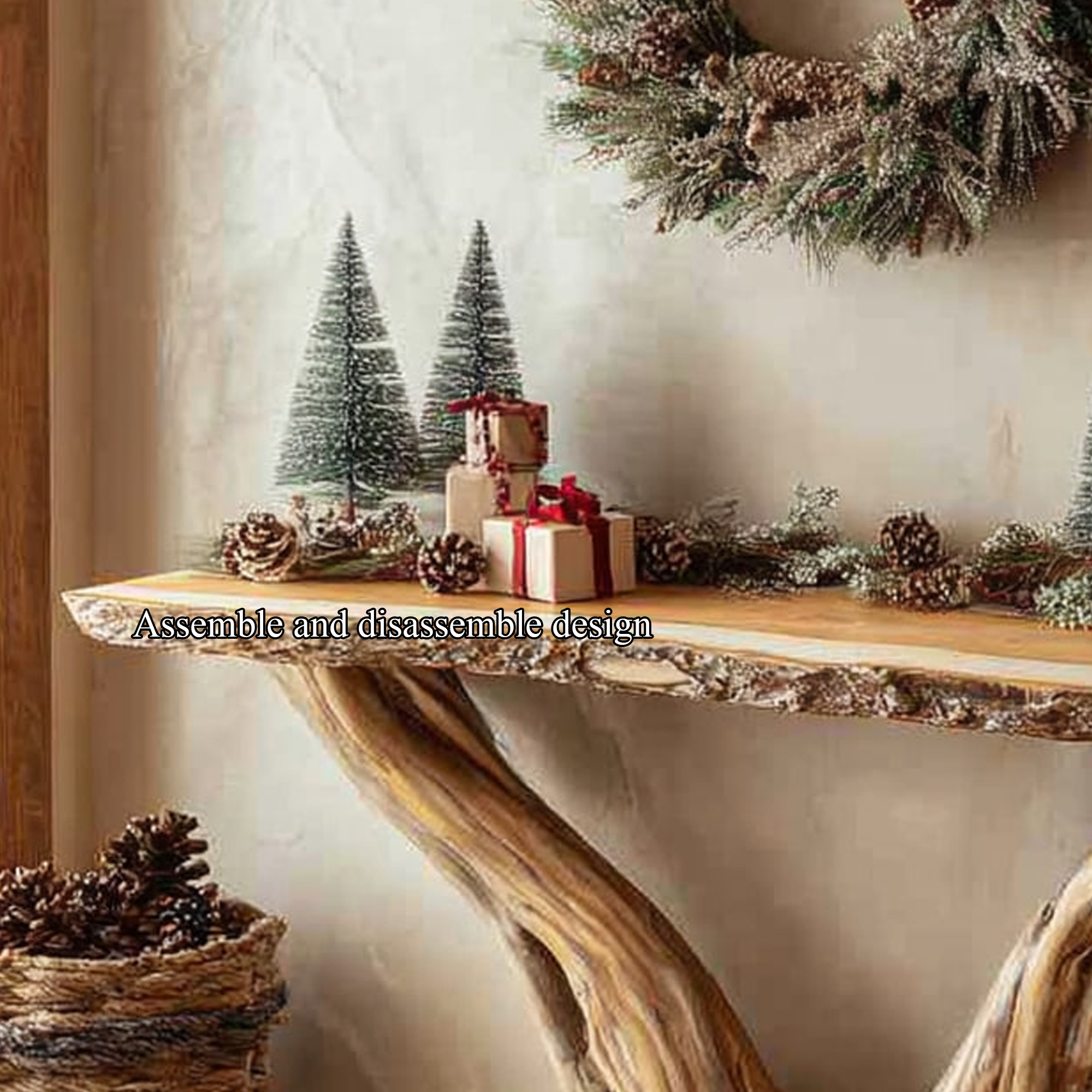 Rustic Console Table Christmas Entryway And Living Room SINLKICS254
