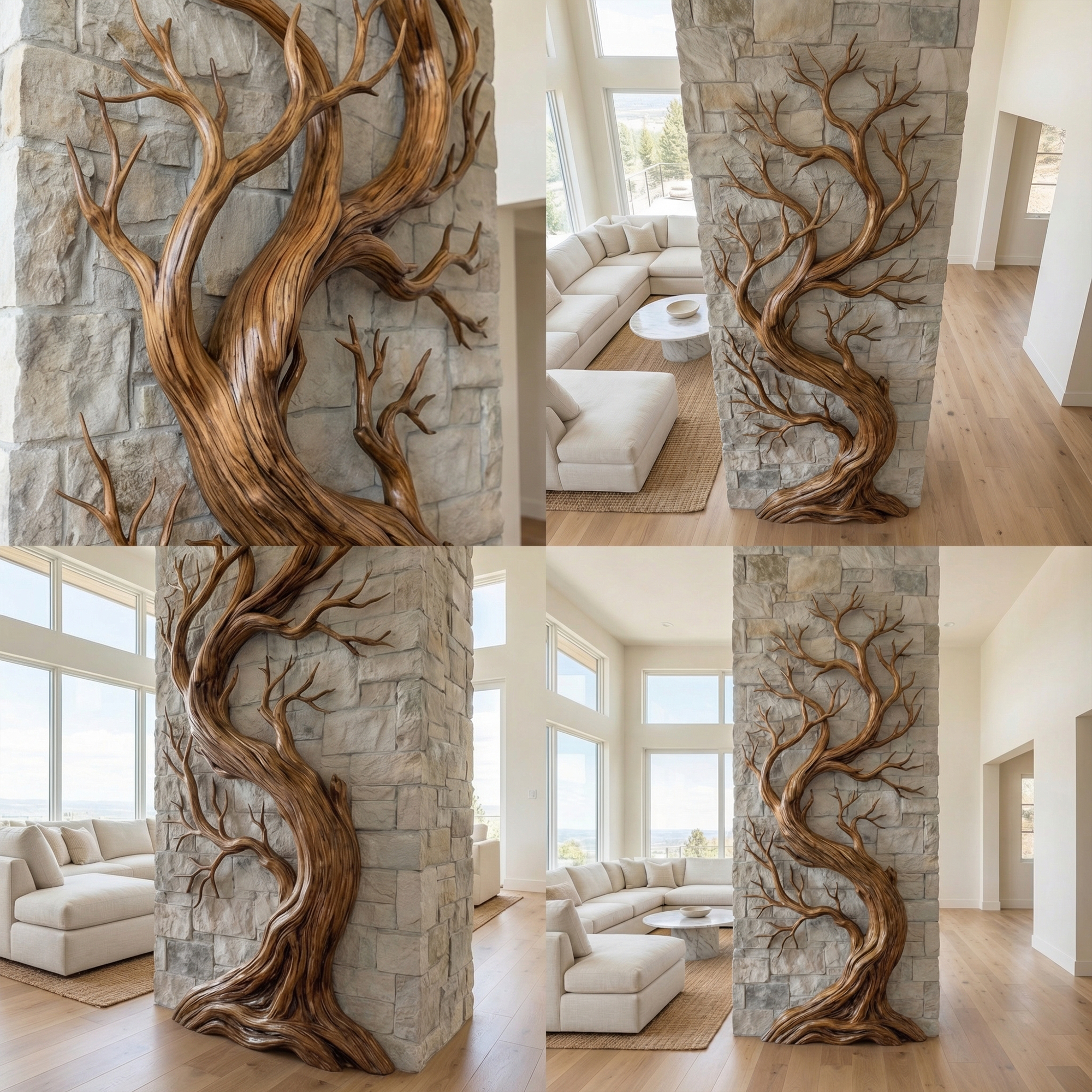 Rustic Tree Wall Art Sculpture Living Room And Hallway SINLKIWD052