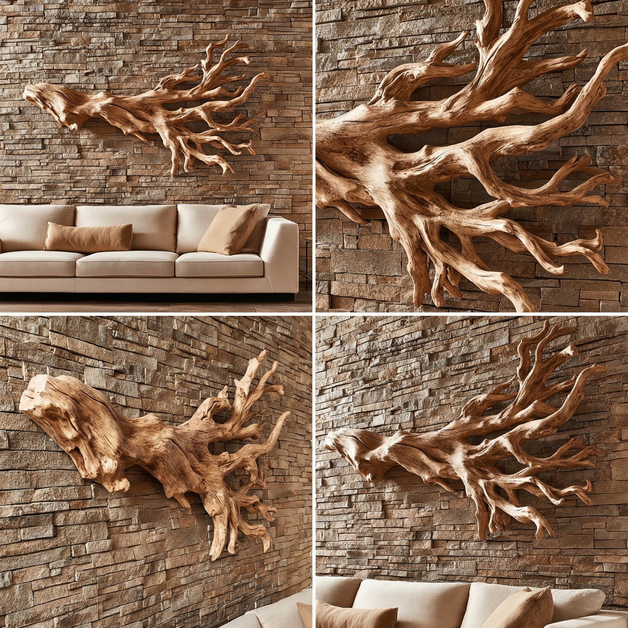 Rustic Driftwood Branch Wall Sculpture Living Room SINLKIWD053