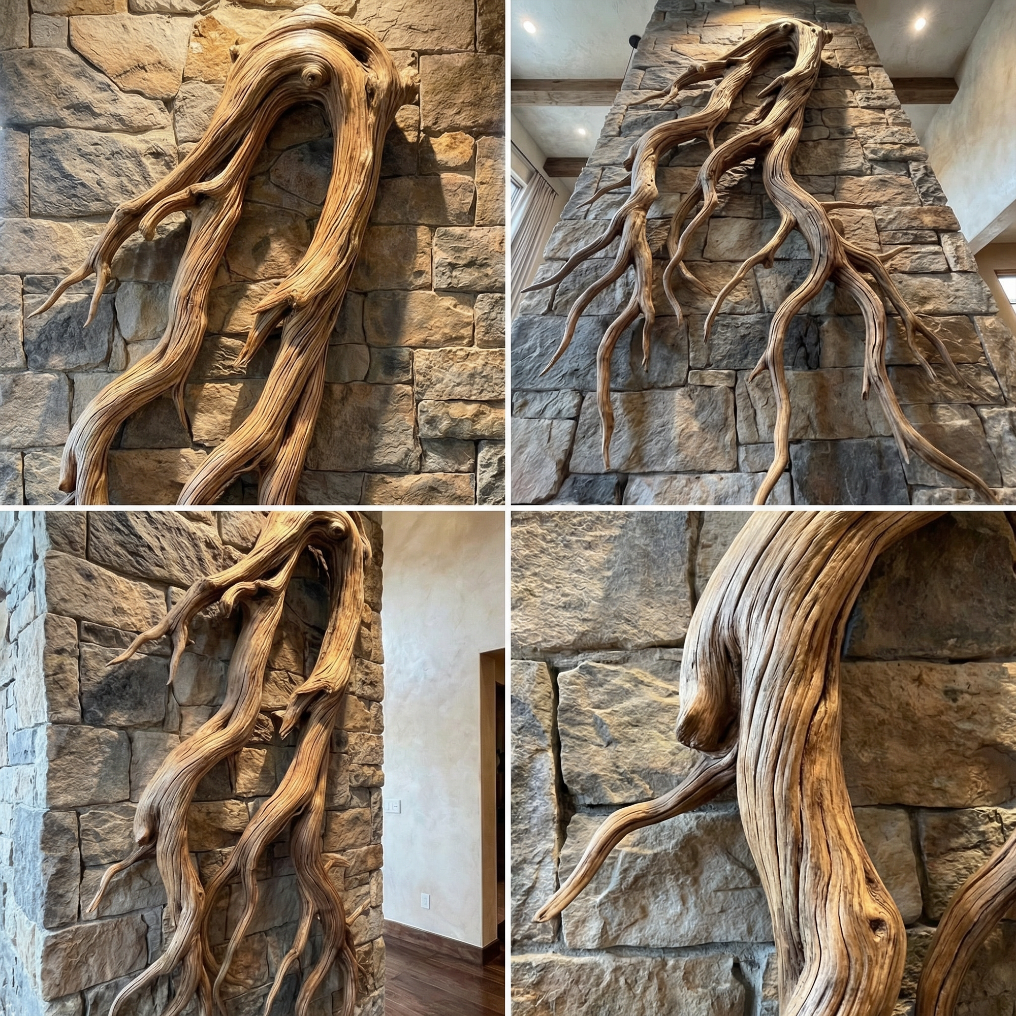 Rustic Root Wood Wall Sculpture Living Room And Entryway SINLKIWD054