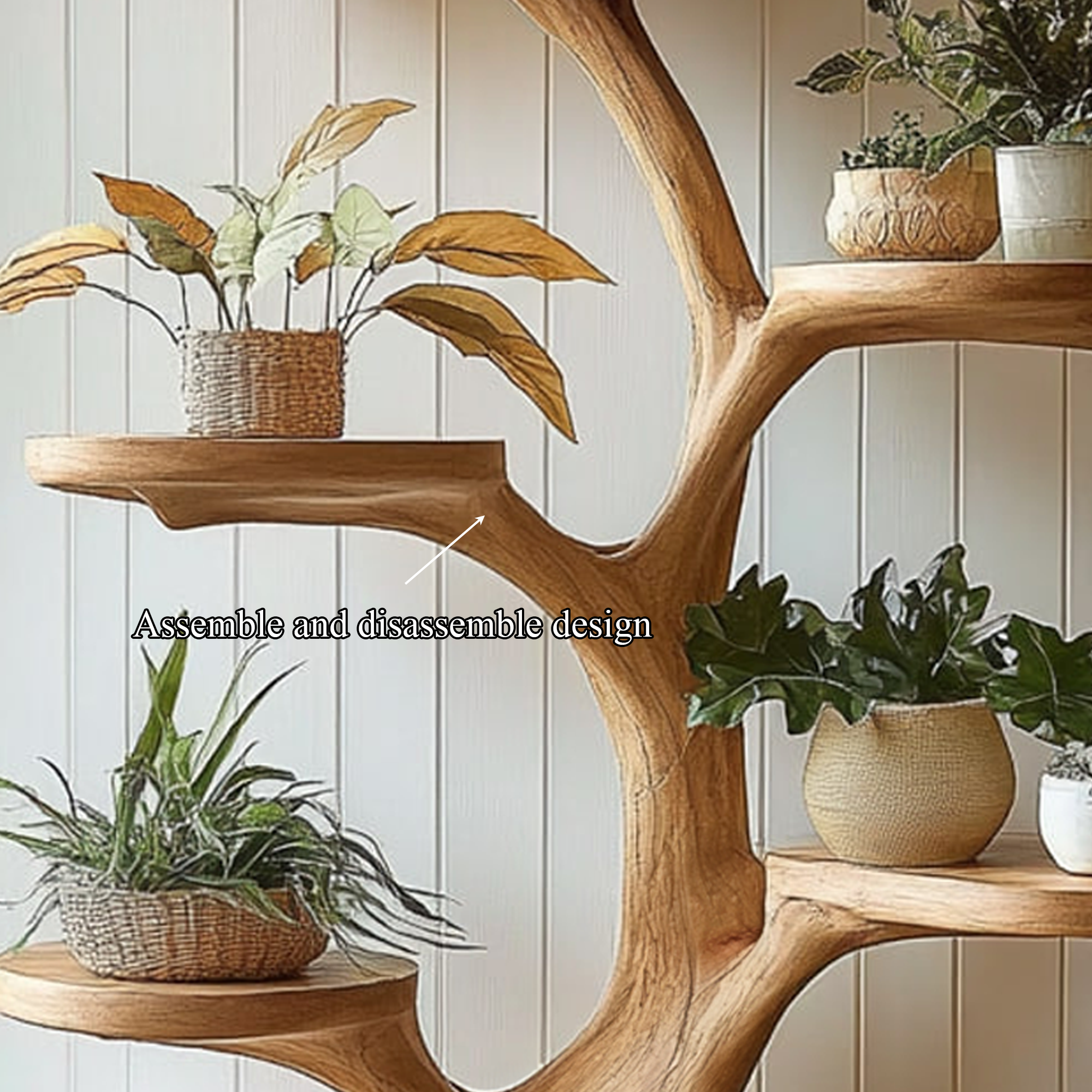 Rustic Tree Plant Shelf Indoor Green Display Living Room SINLKITT074