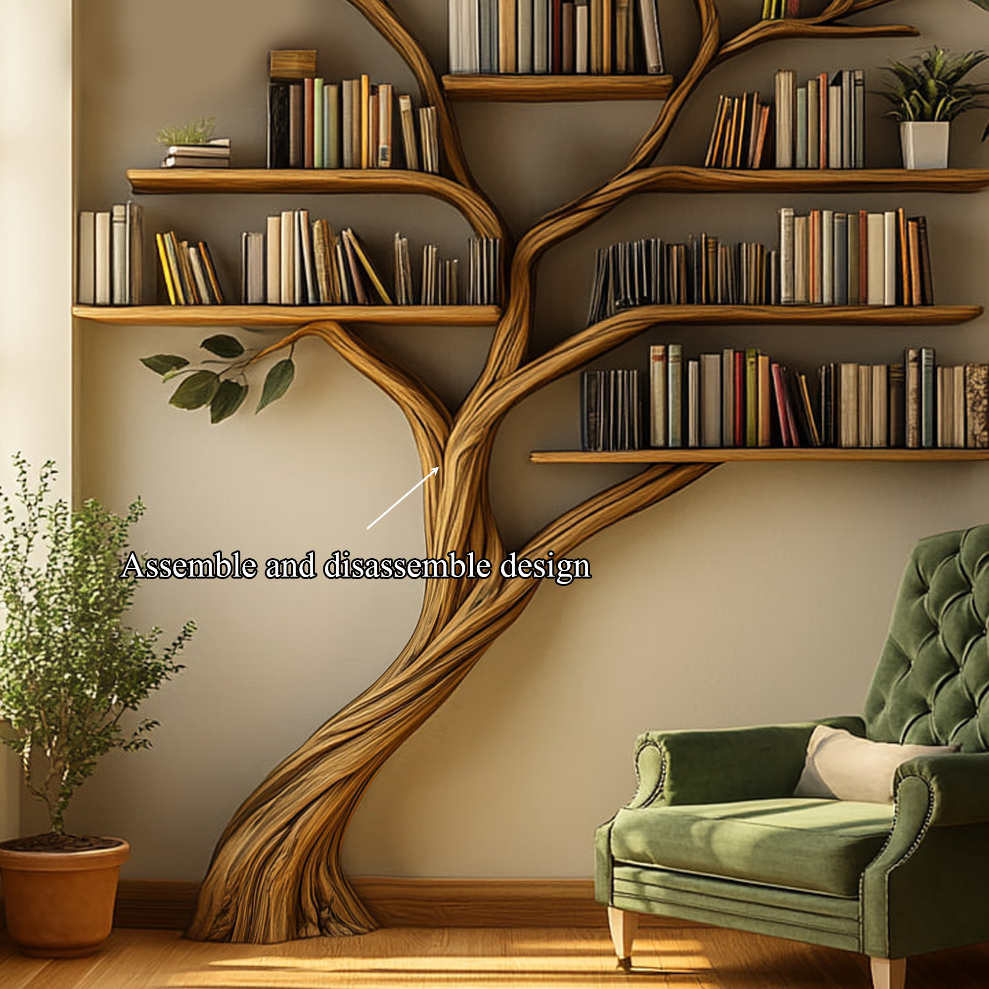 Rustic Tree Wall Shelf Living Room Artistic Display SINLKITB482