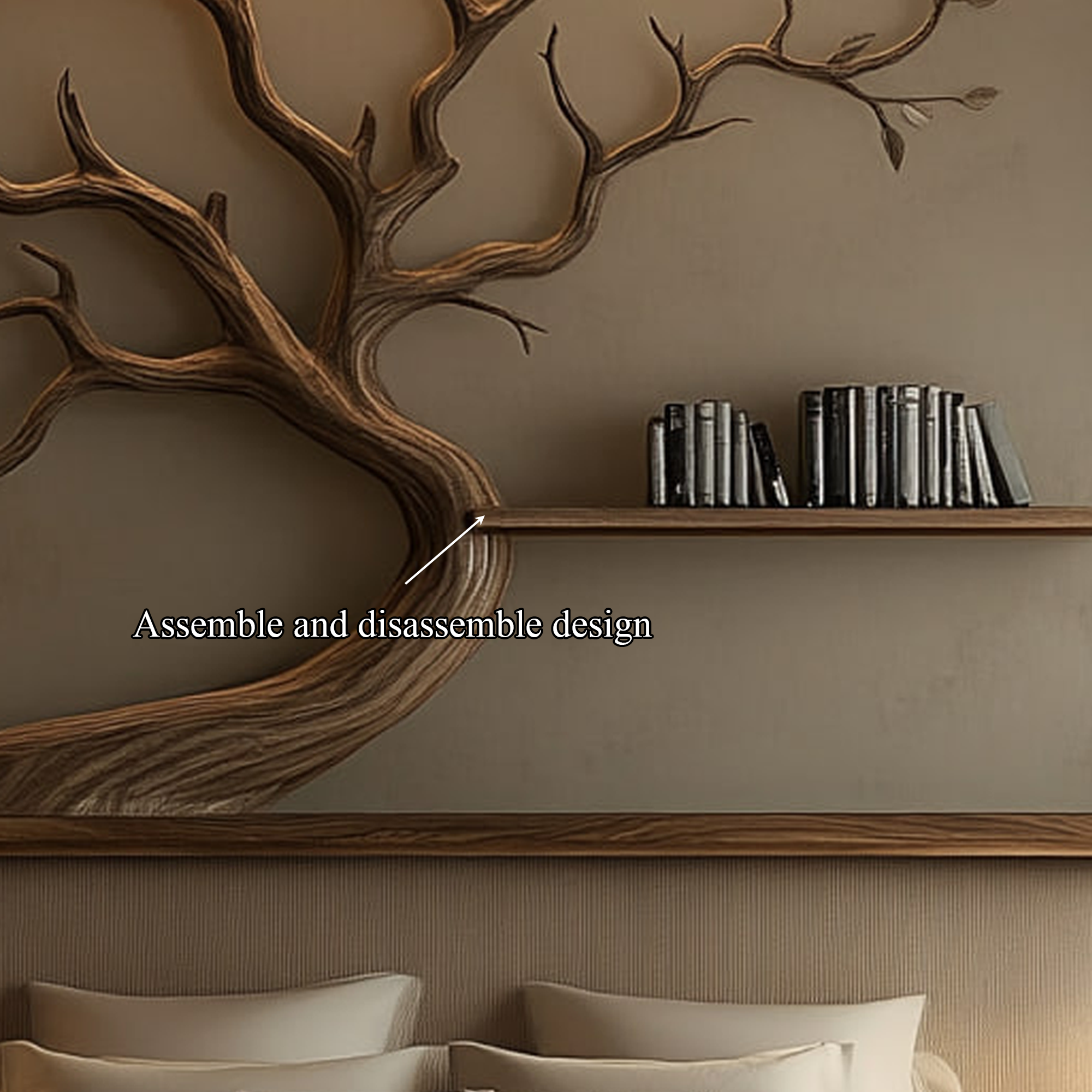 Mid Century Tree Branch Bookshelf Bedroom Wall Decor SINLKITBS097
