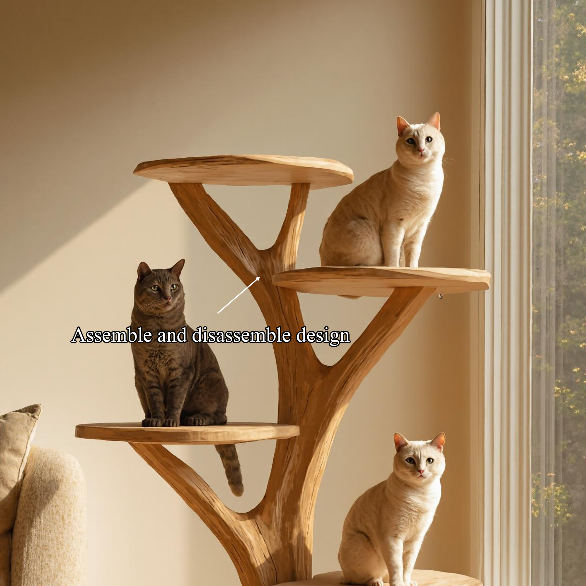 Rustic Cat Play Tree Stand Living Room Artistic Pet Decor SINLKITT048