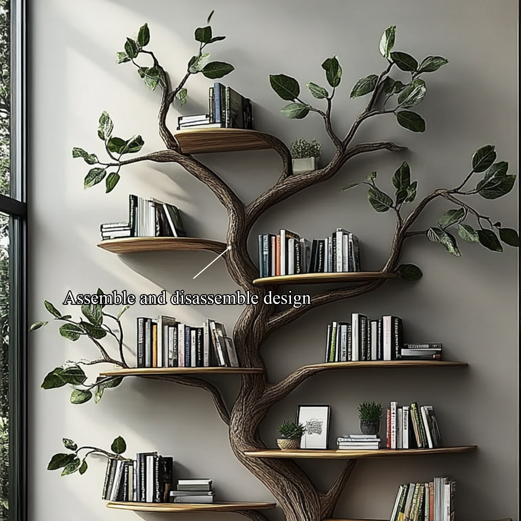 Rustic Tree Inspired Bookshelf Living Room Library Reading Corner SINLKITB481