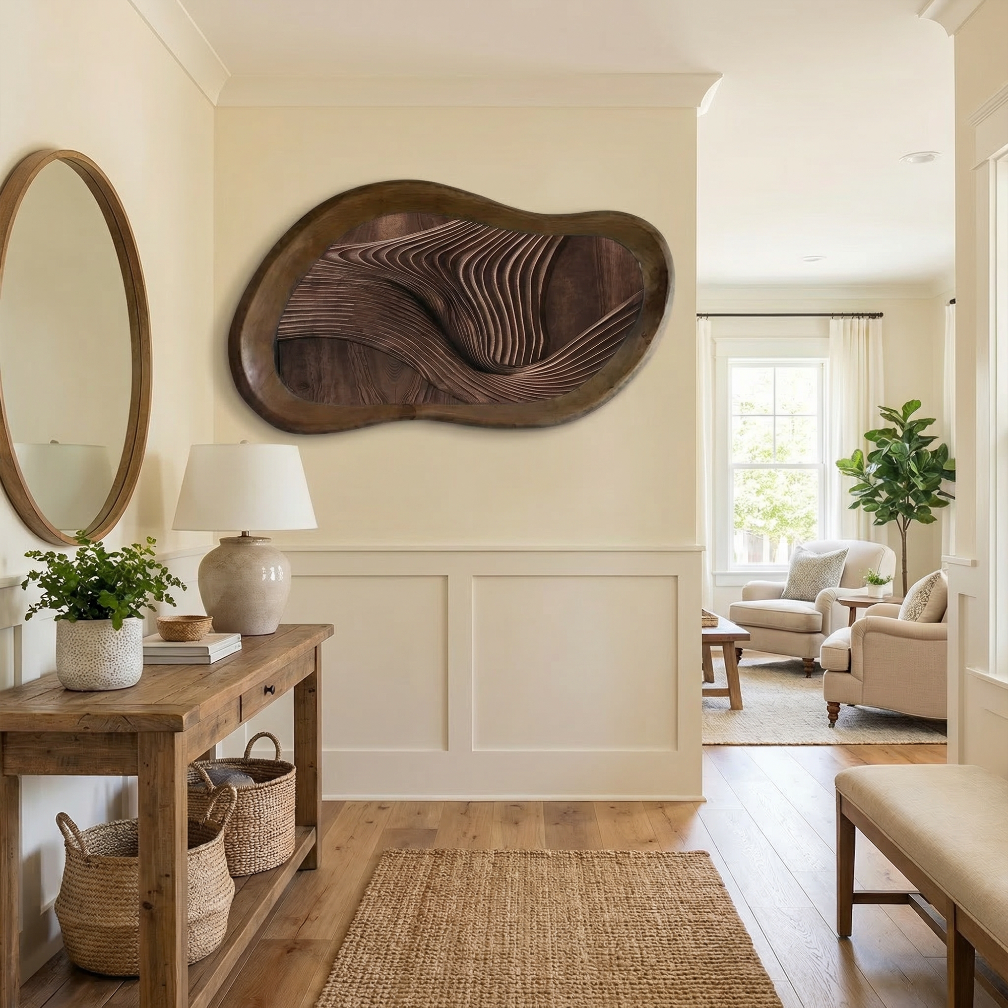 Midcentury Organic Wood Sculpture Wall Decor Living Room And Bedroom SINLKIWD048