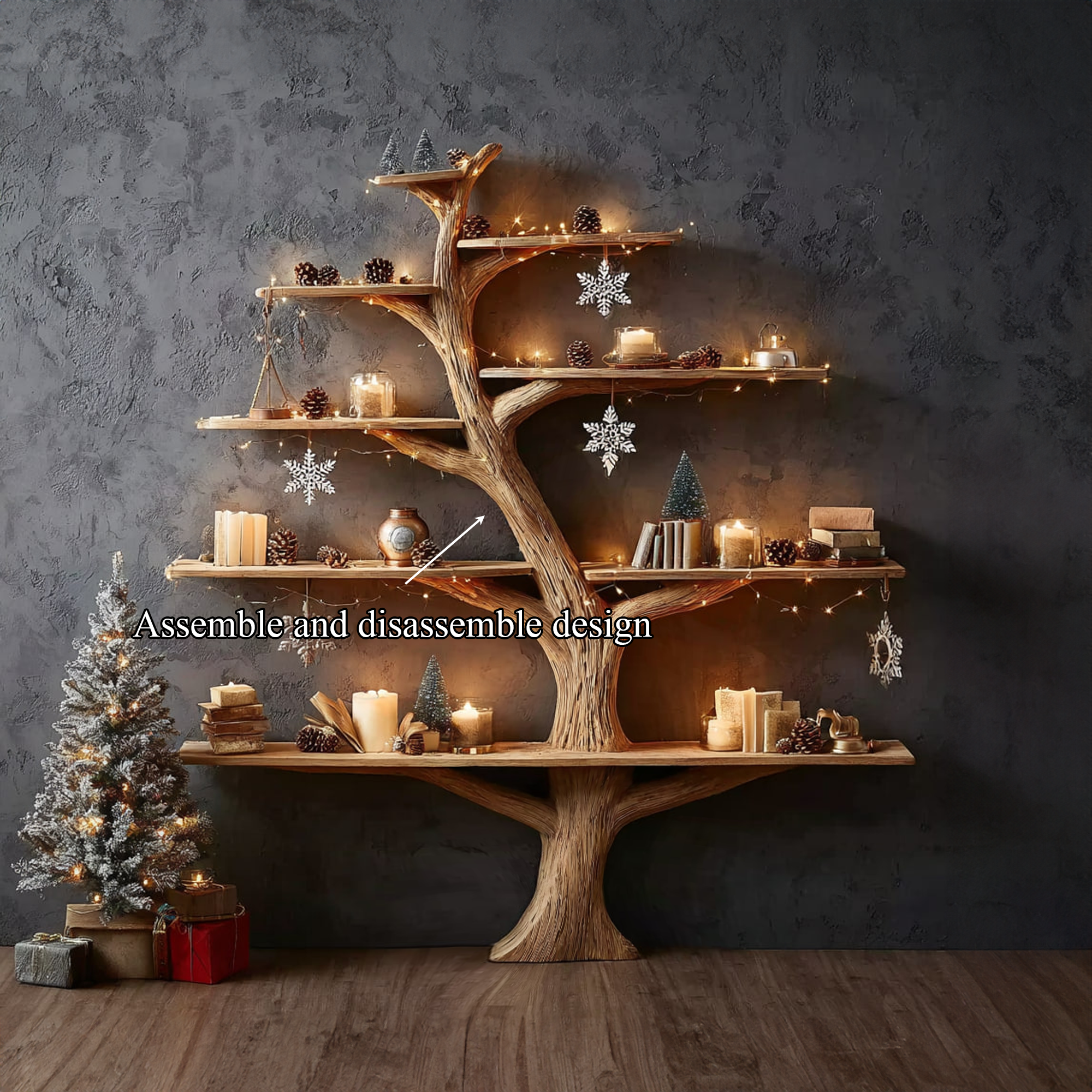 Rustic Tree Bookshelf Holiday Study Bedroom SINLKITB278
