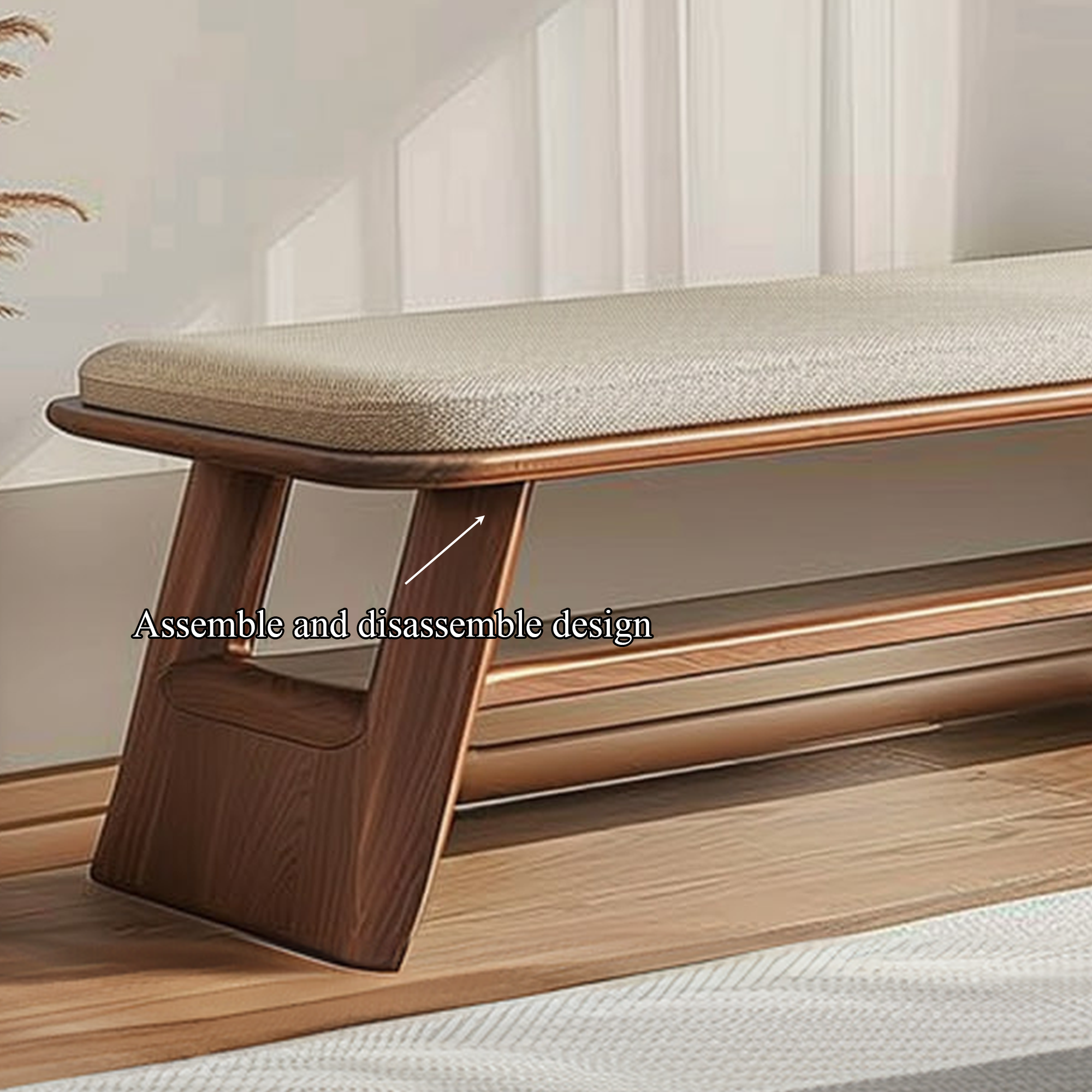 Mid Century Wooden Bench Living Room Decor SINLKIRS029