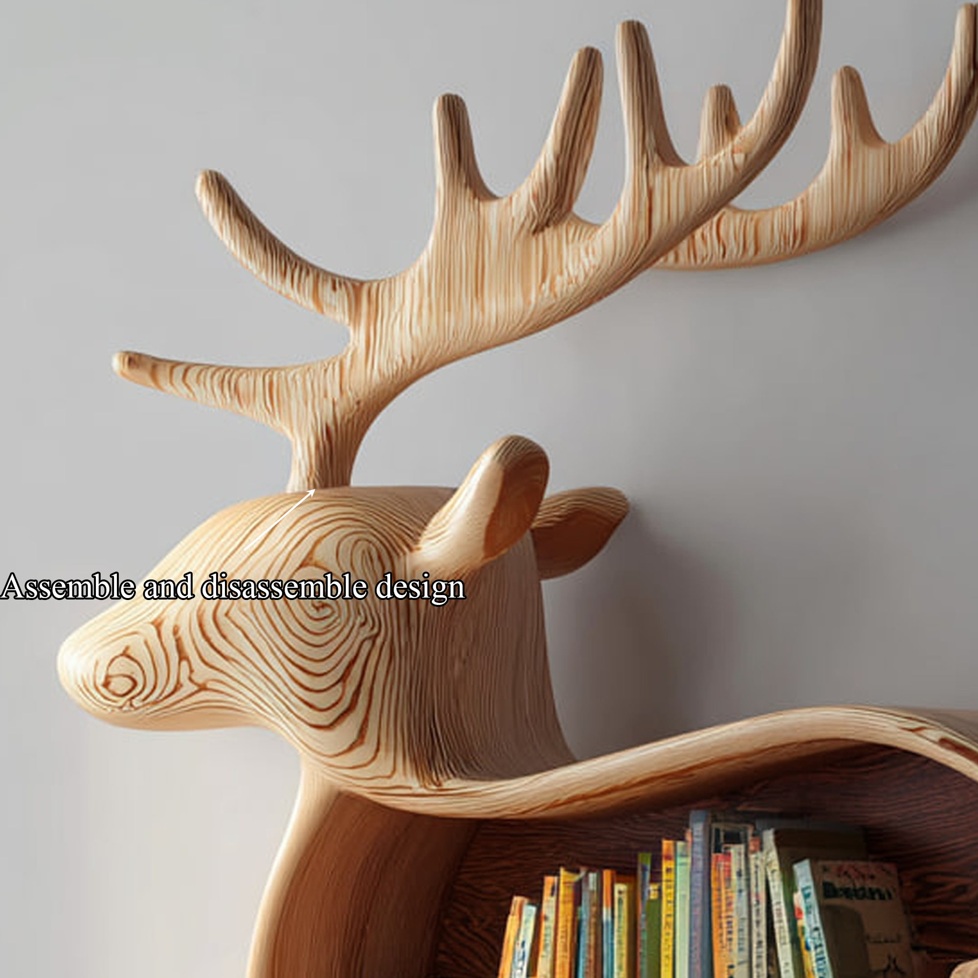 Rustic Wooden Deer Bookshelf Kids Bedroom SINLKISC103