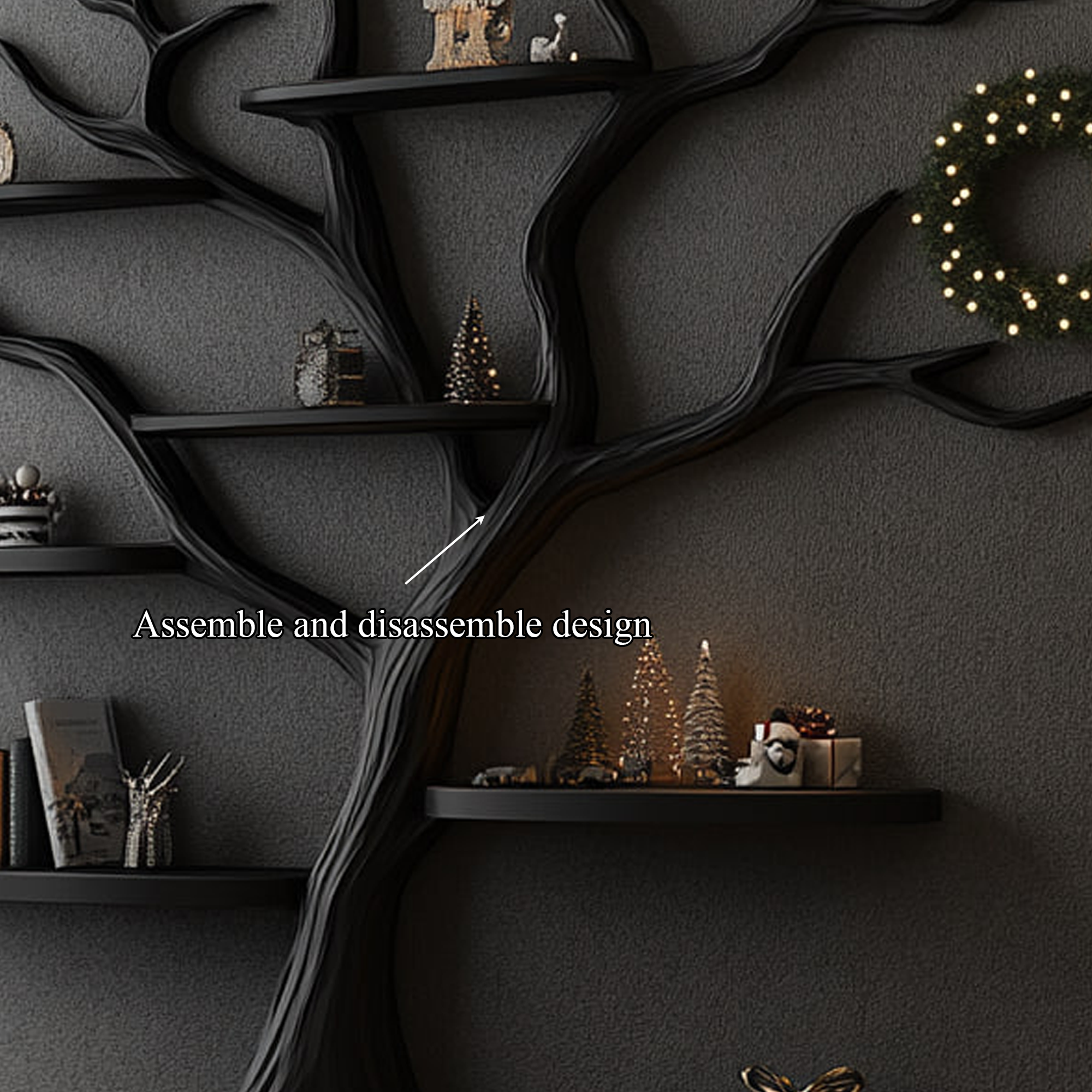 Rustic Dark Tree Bookshelf Home Office Seasonal Decor Organizer SINLKITB488