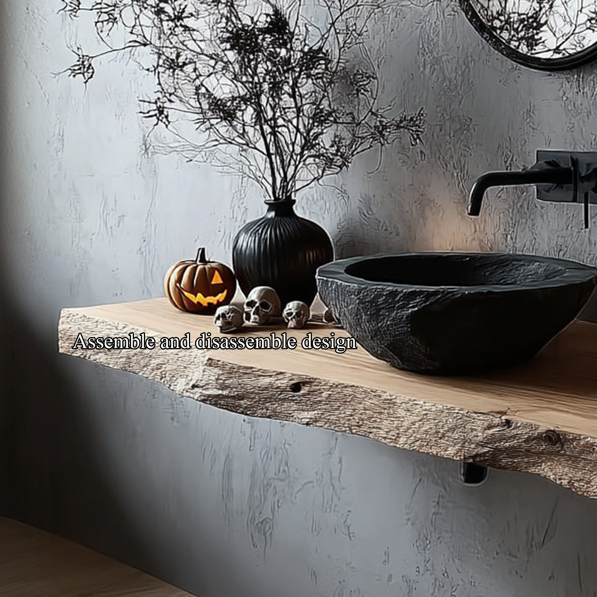 Rustic Floating Shelf Basin Vanity Bathroom SINLKIBRV145
