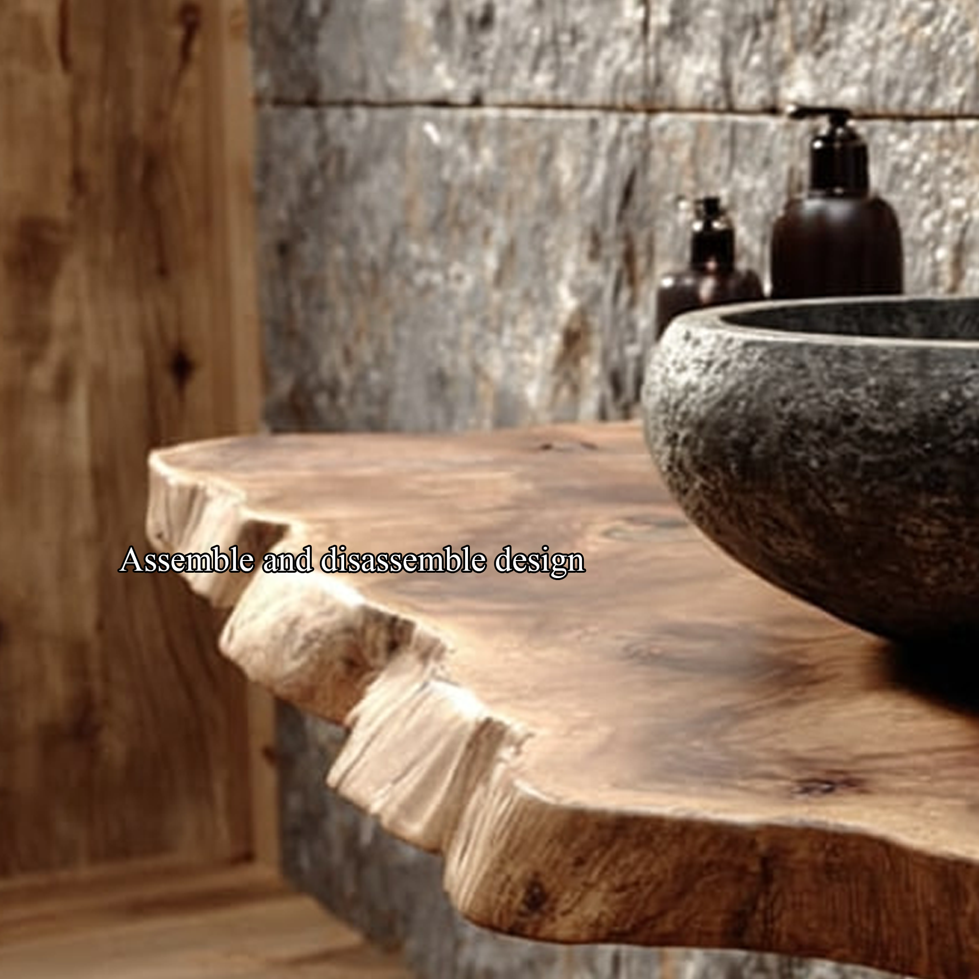 Rustic Shelf Natural Edge Vanity Washroom SINLKIBRV171