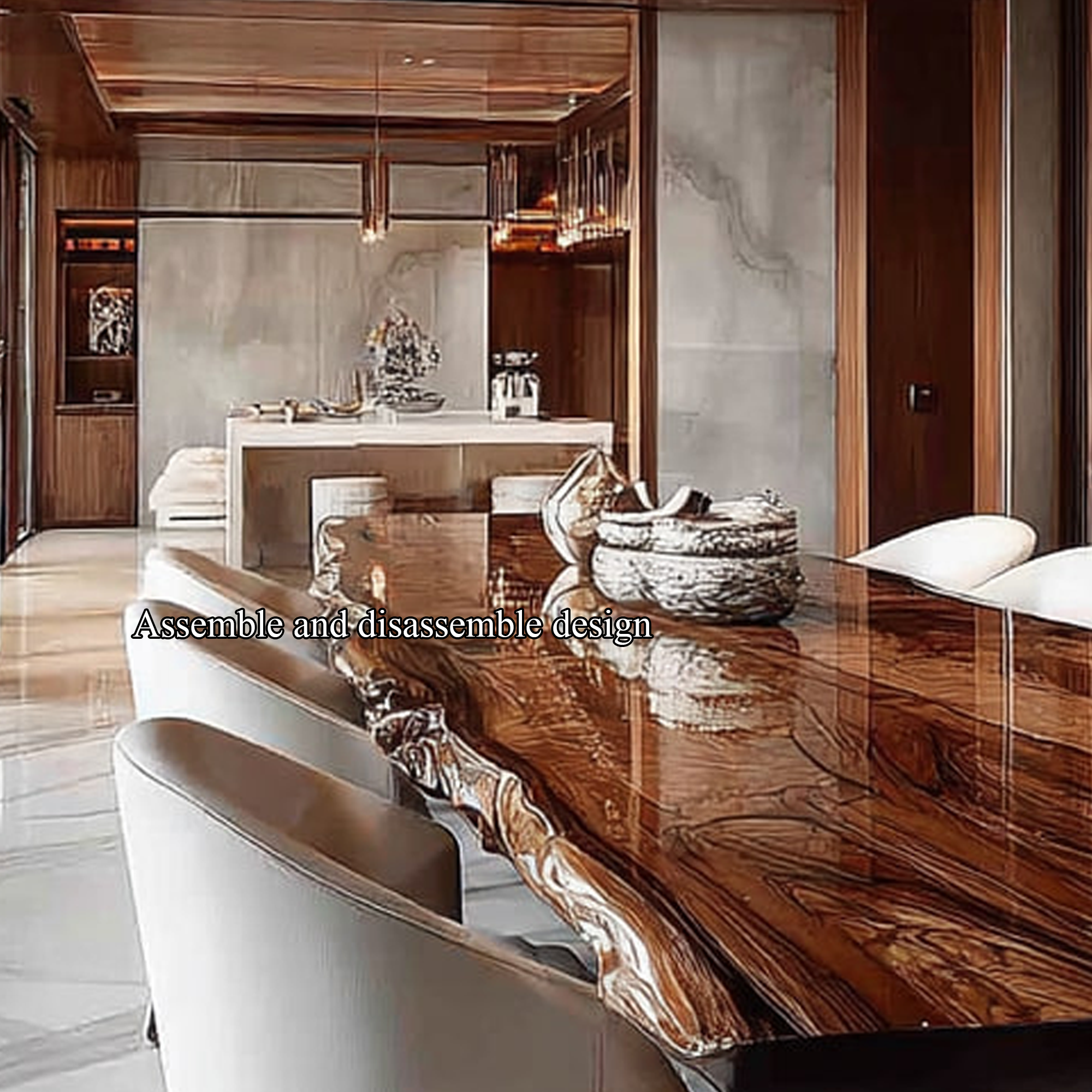 Rustic Live Edge Dining Table Modern Restaurant SINLKIDT087