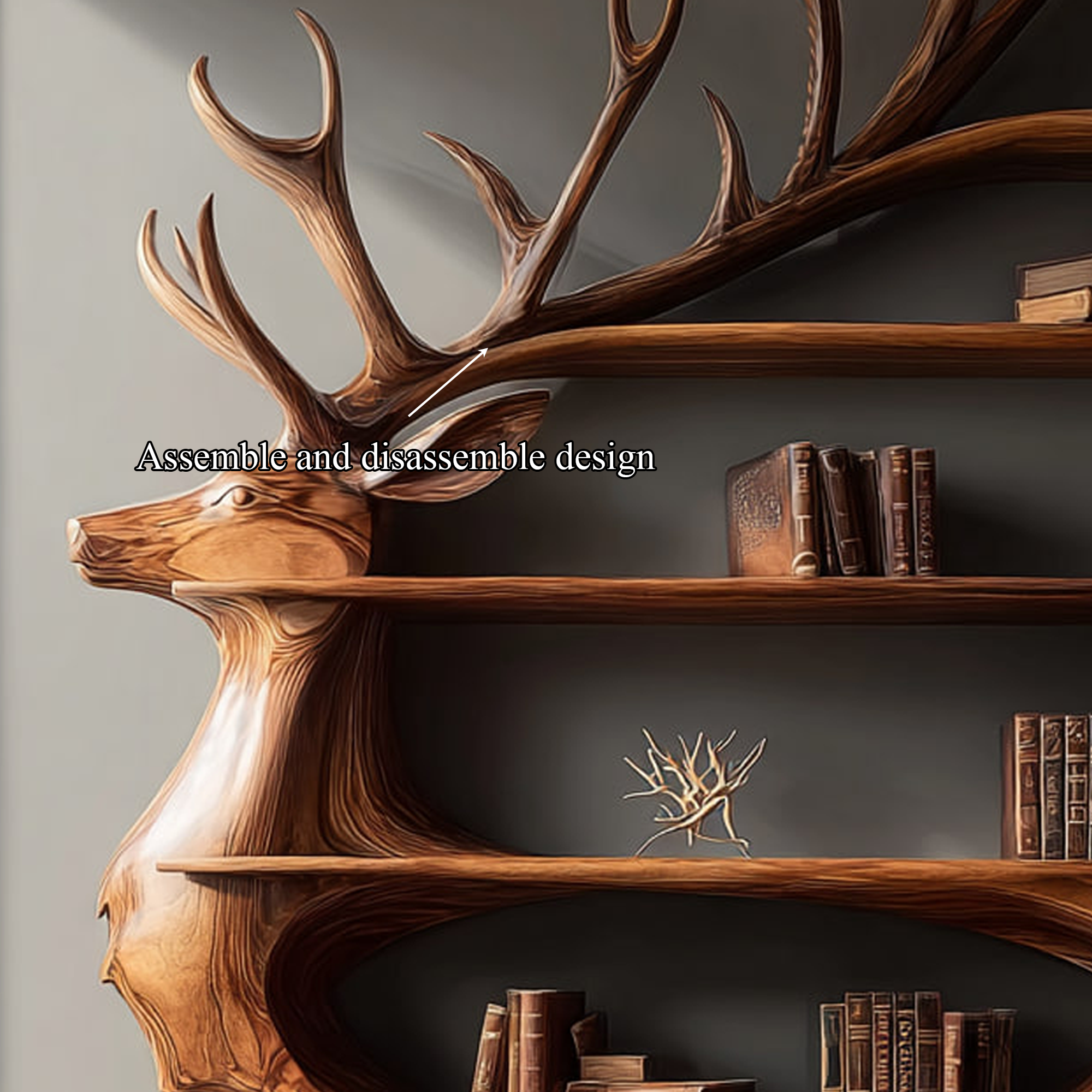 Rustic Deer Shaped Display Shelf Entryway Or Living Room SINLKISC100