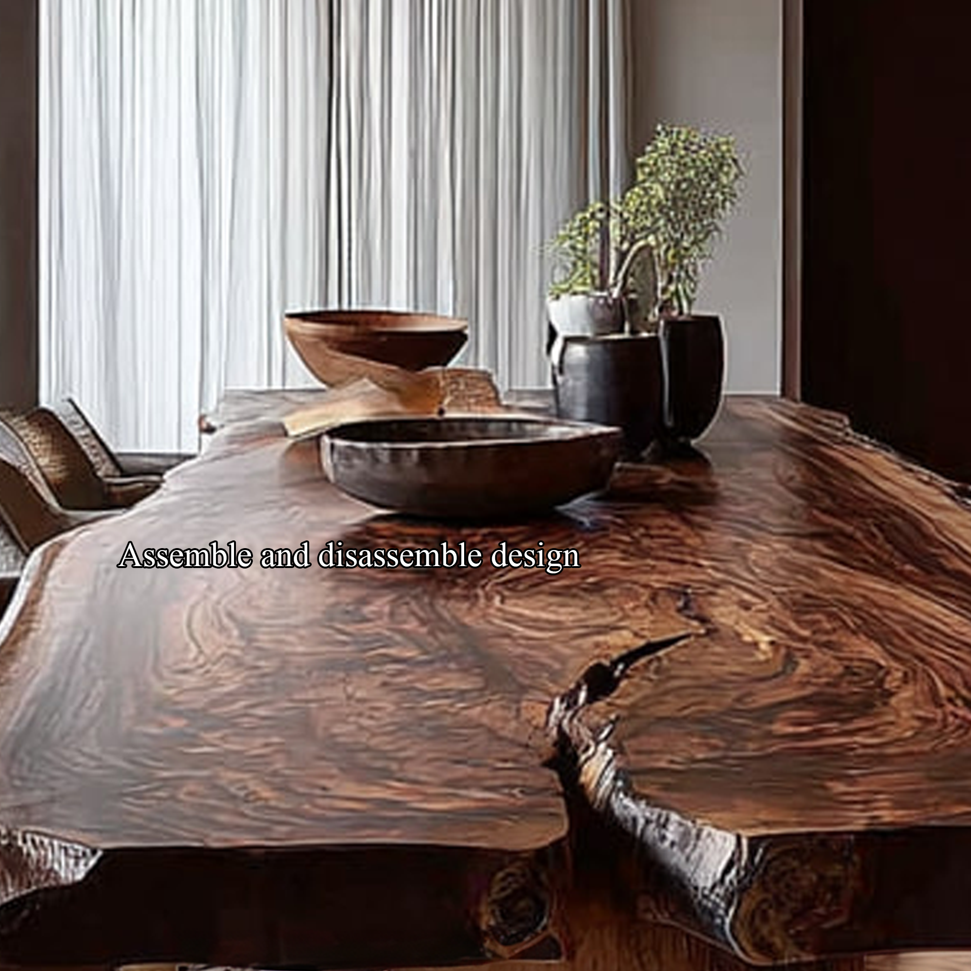 Rustic Handcrafted Solid Wood Dining Table Dining Room SINLKIDT106