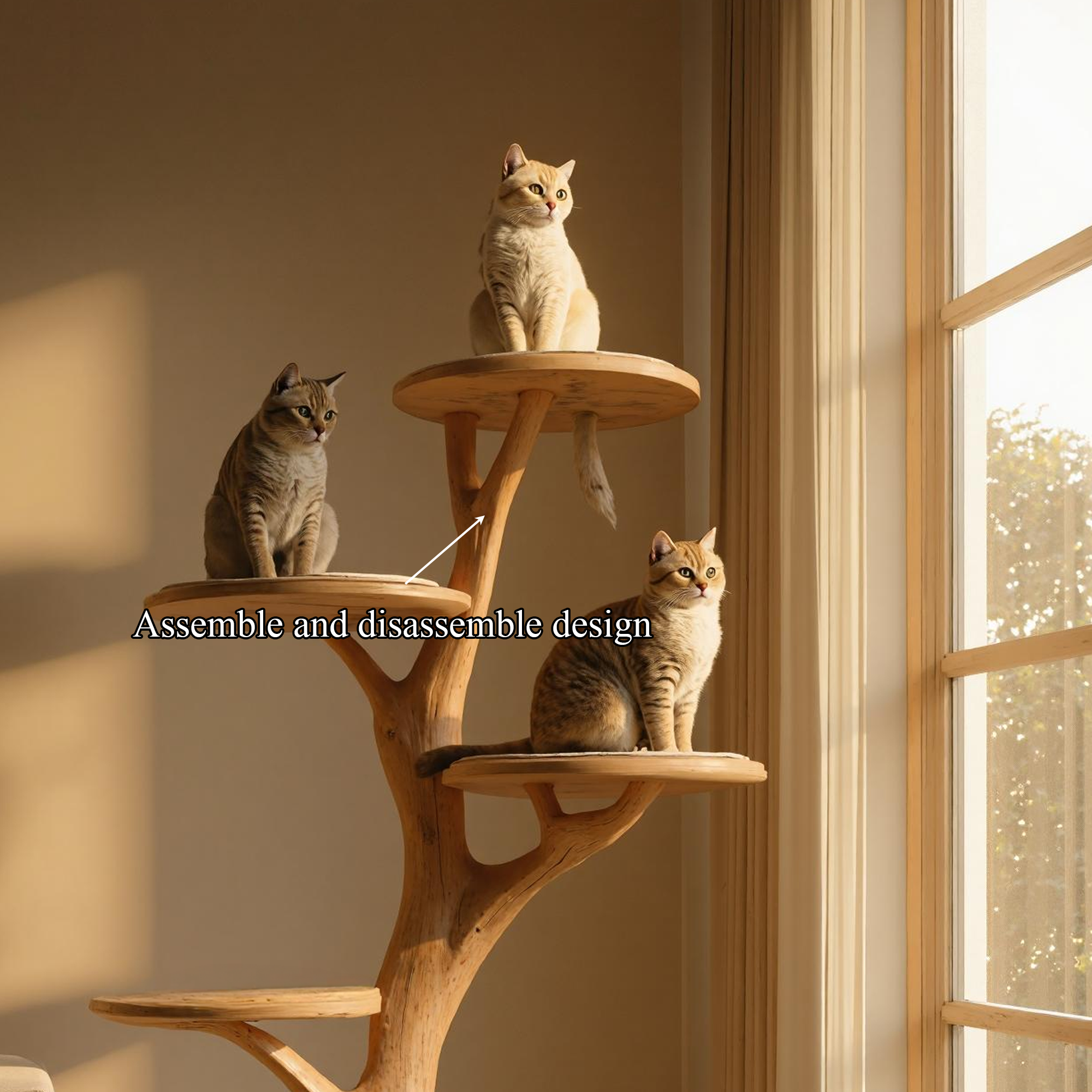 Rustic Cat Tree Stand Living Room Pet Furniture SINLKITT047