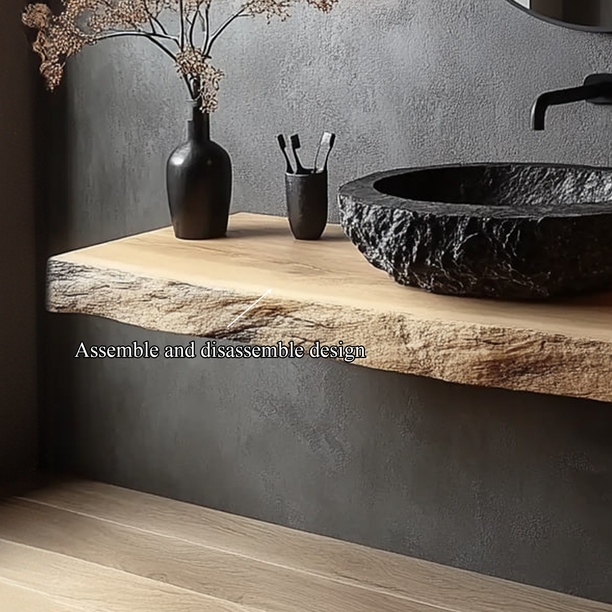 Rustic Wall Mounted Bathroom Vanity Powder Room SINLKIBRV191