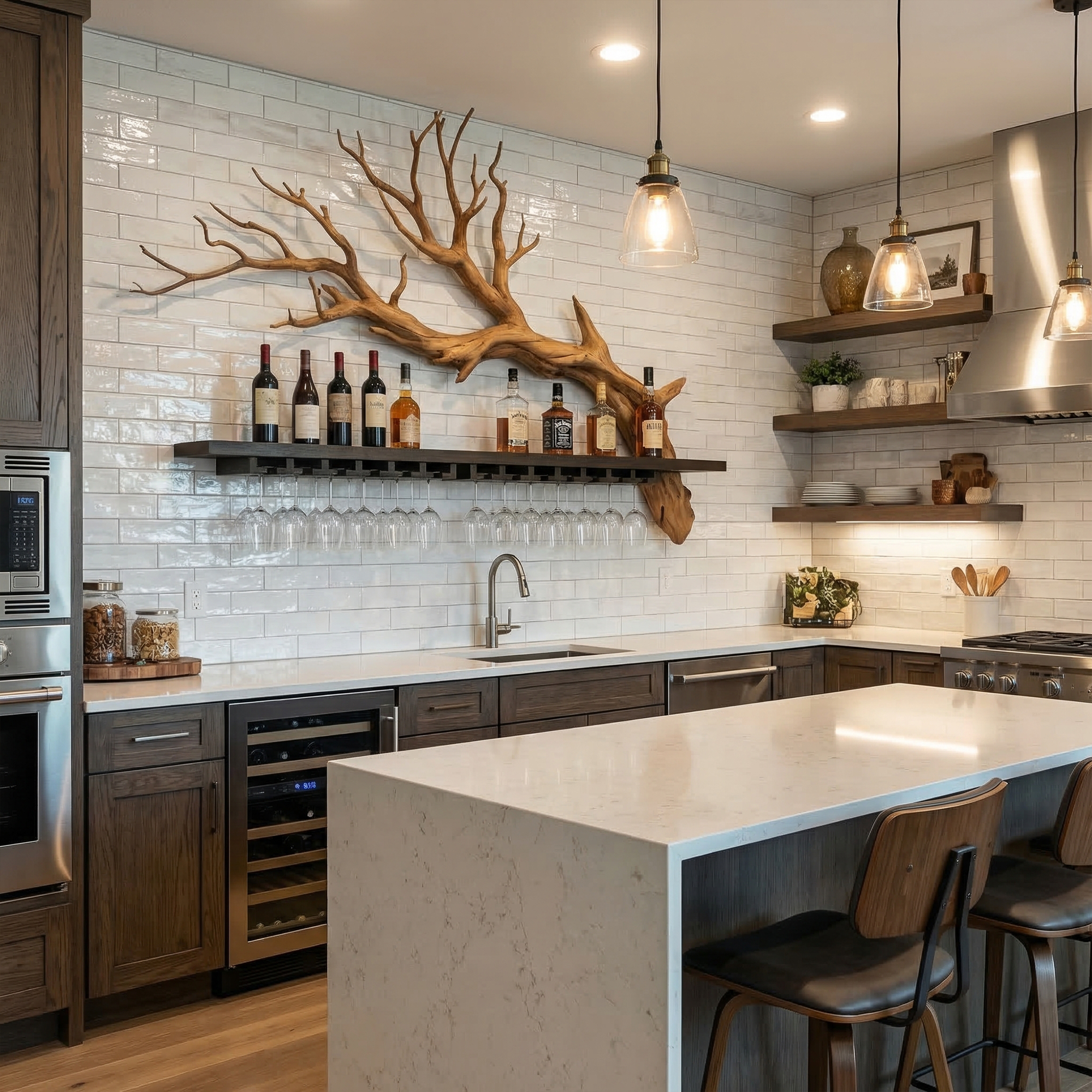 Rustic Tree Branch Wine Rack Living Room Wall Bar Decor SINLKIWR020