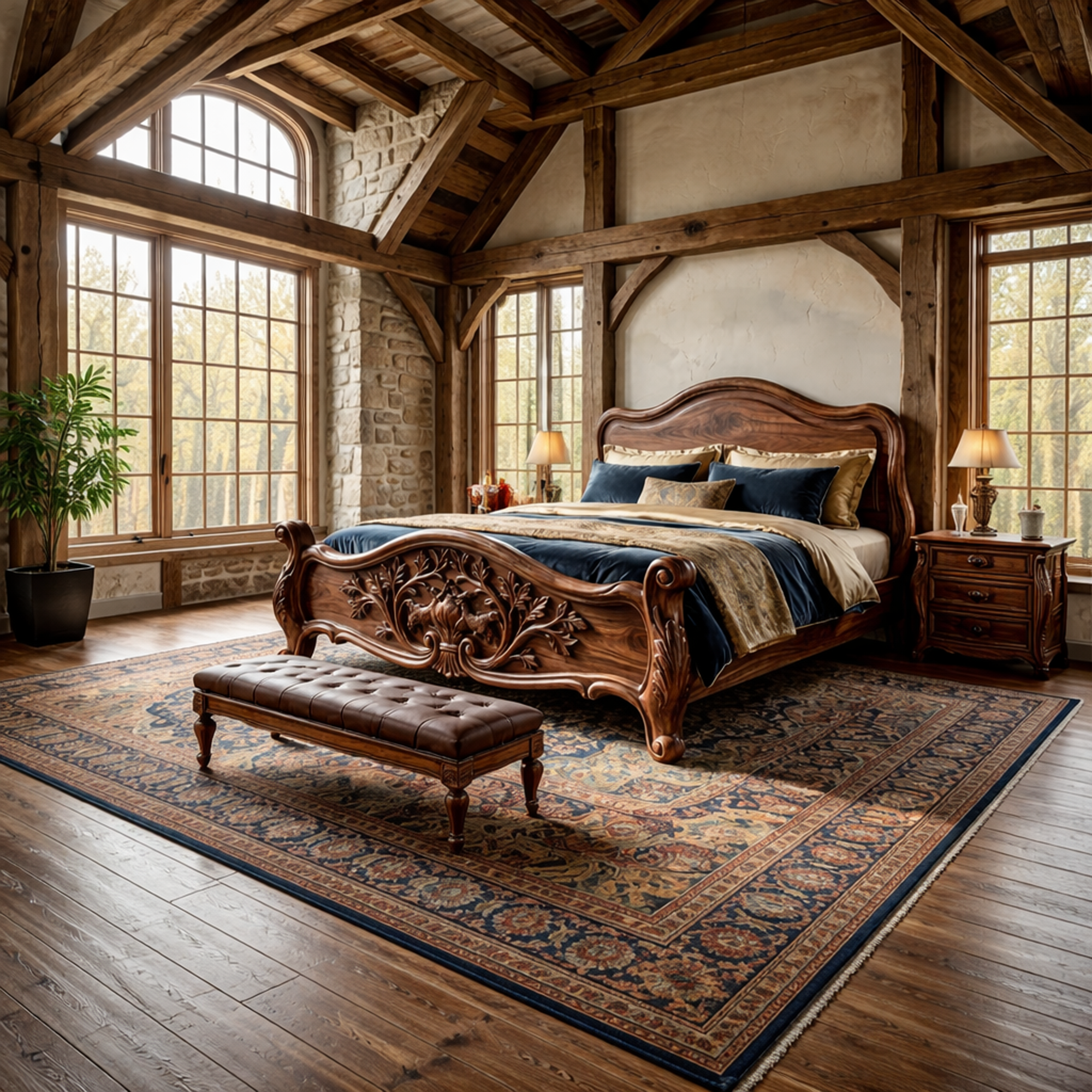 Rustic Sculpted Form Bed Frame For Bedroom And Interior Space SINLKIWB102